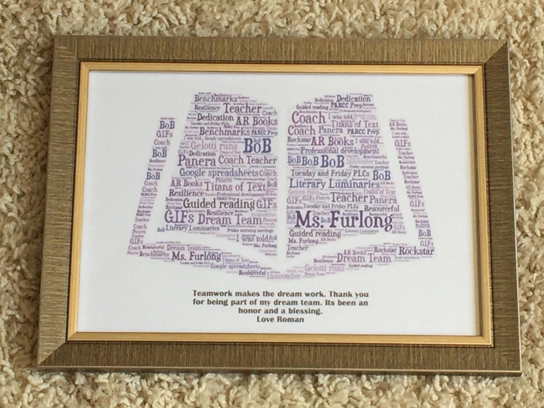 Word Art Picture A4 Framed - Personalised with choice of image, colours and your words.