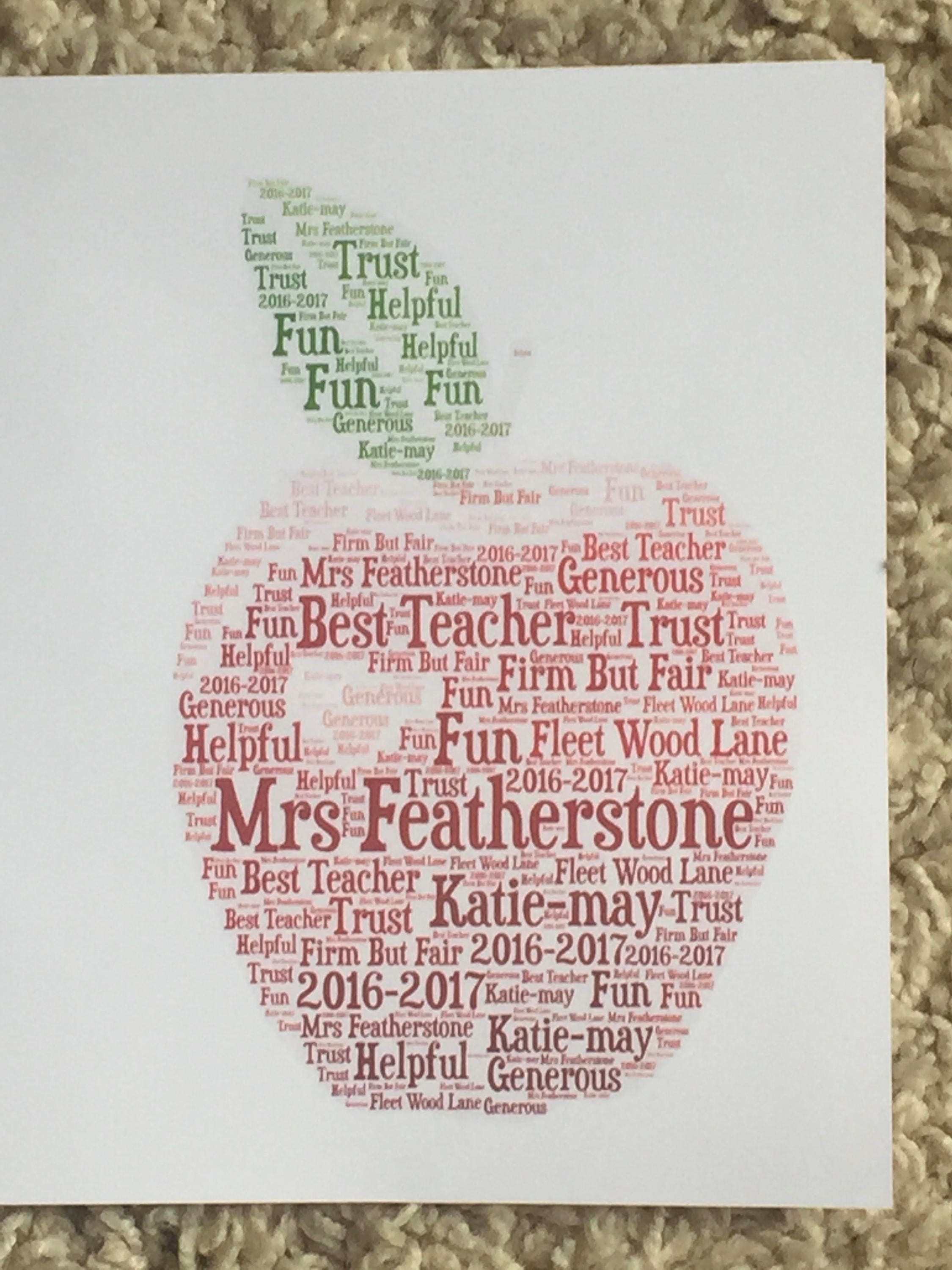 Custom Word Art Print, Personalised Typography Gift, 5x7 Framed