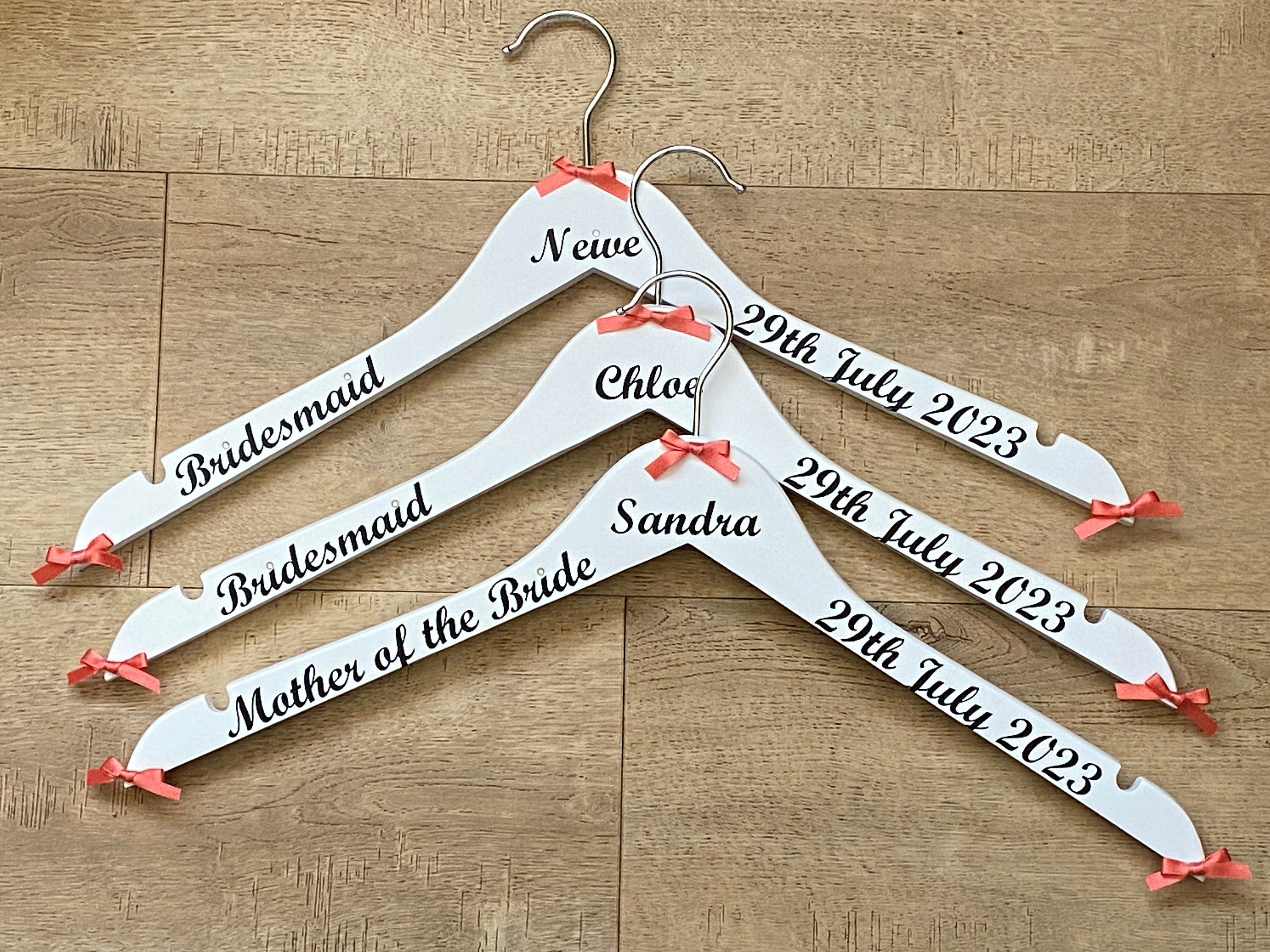 Wedding Outfit Hangers - Personalised Bridal Party Hangers set of 5 - Wedding Gown Hanger
