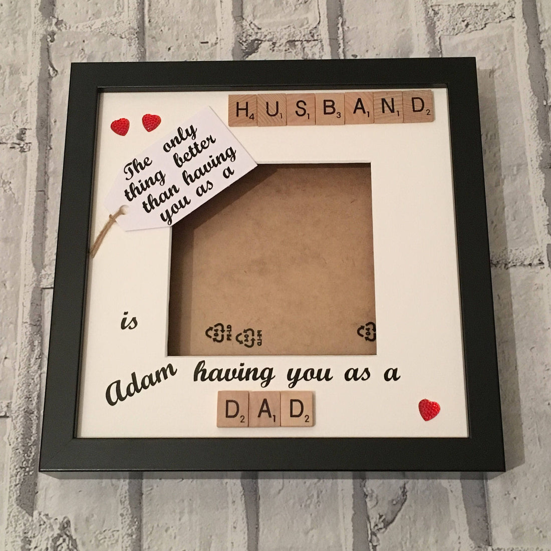 Husband to Daddy Letter Tile Box Photo Frame | Personalised with Names.