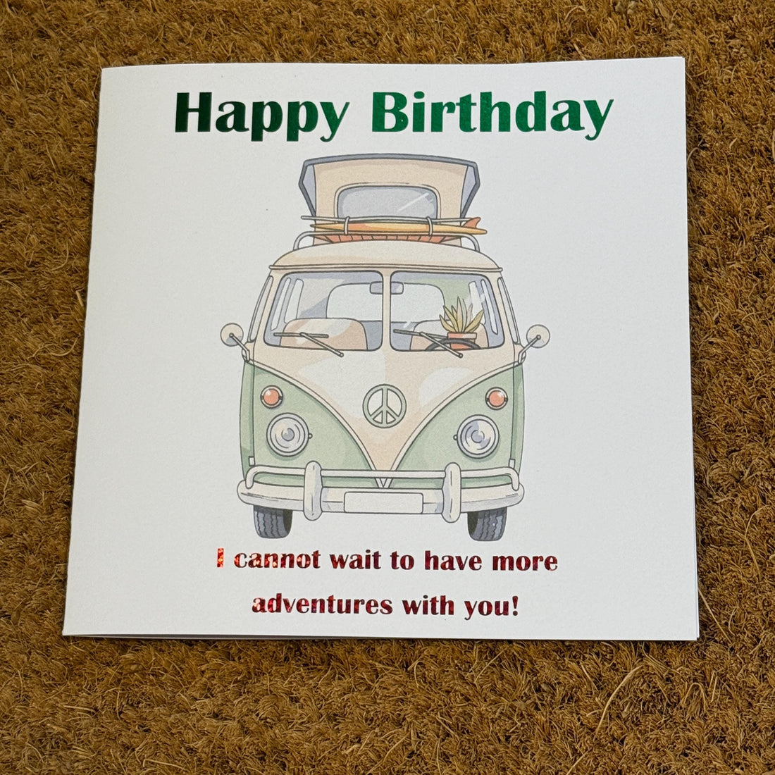 Campervan Birthday Card | Watercolour Van | Personalised Foiled Message | 6x6 Travel Birthday