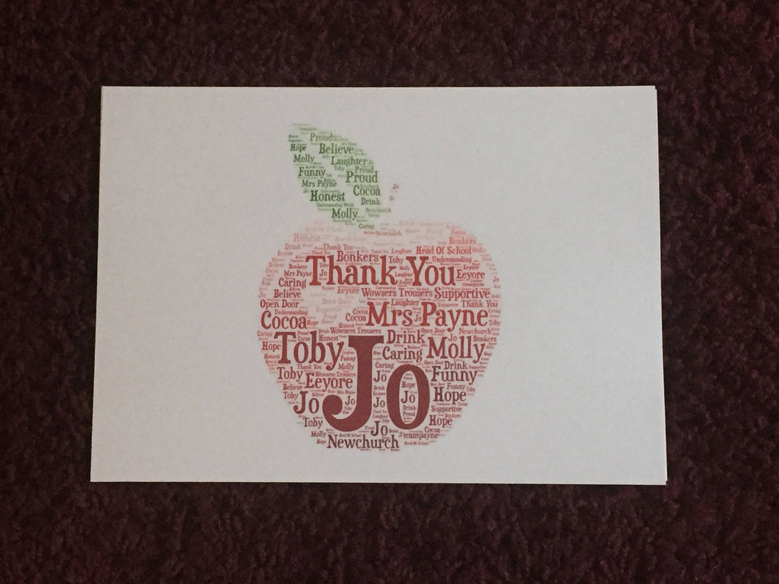 Word Art Card | Personalised with your words, shape and colours | A truly unique and custom greetings card