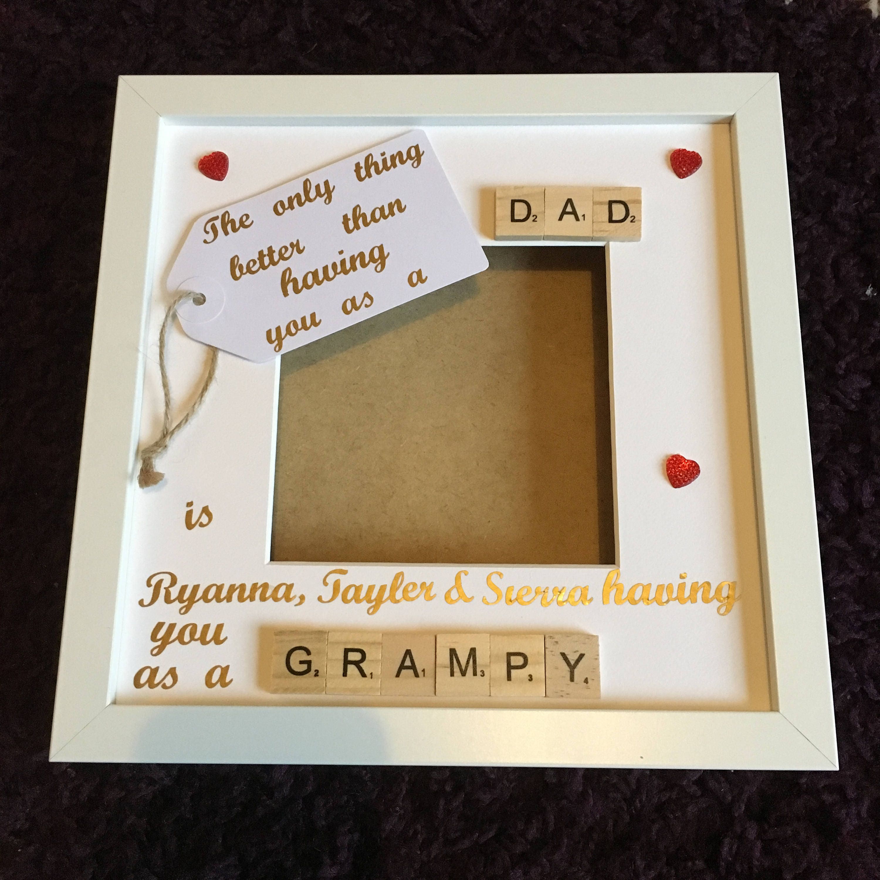 Dad to Grandad Personalised Letter Tile Photo Frame - Celebrating Dad and Grandad