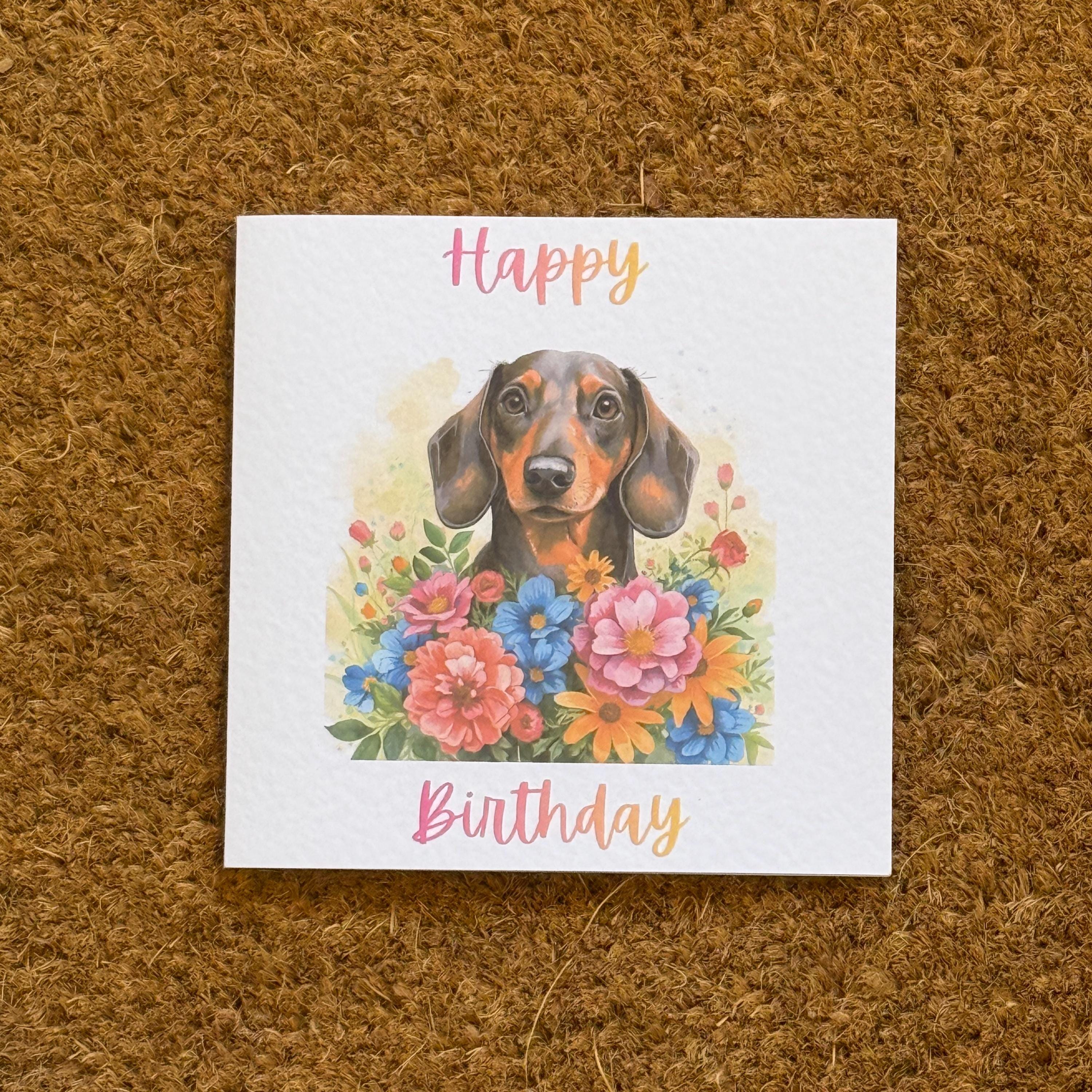 Dachshund Birthday Card | Watercolour Sausage Dog | Can be personalised