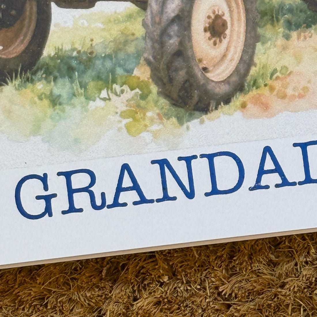 Blue Tractor Birthday or Father's Day Card | Watercolour Style Farm Machinery, Personalised Foiled Message