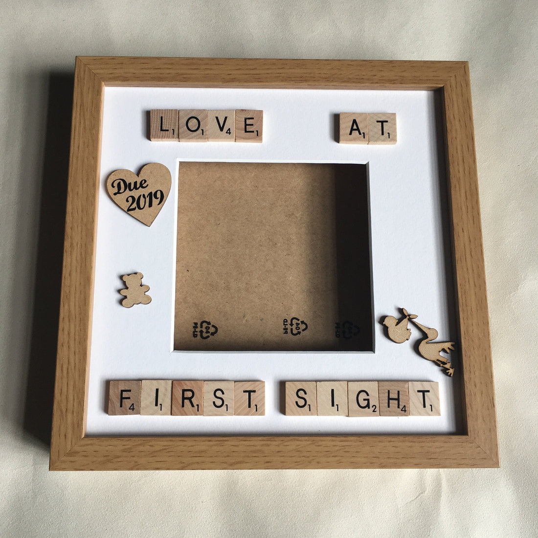Love at First Sight Baby Scan Frame, Scrabble Art, Personalised Baby Gift