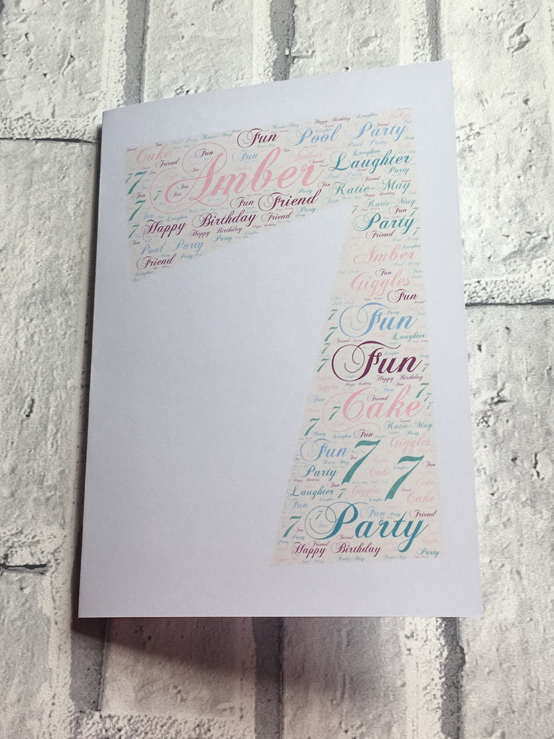 Typography Word Art A5 Card - Personalised with your words, choice of image and colours.