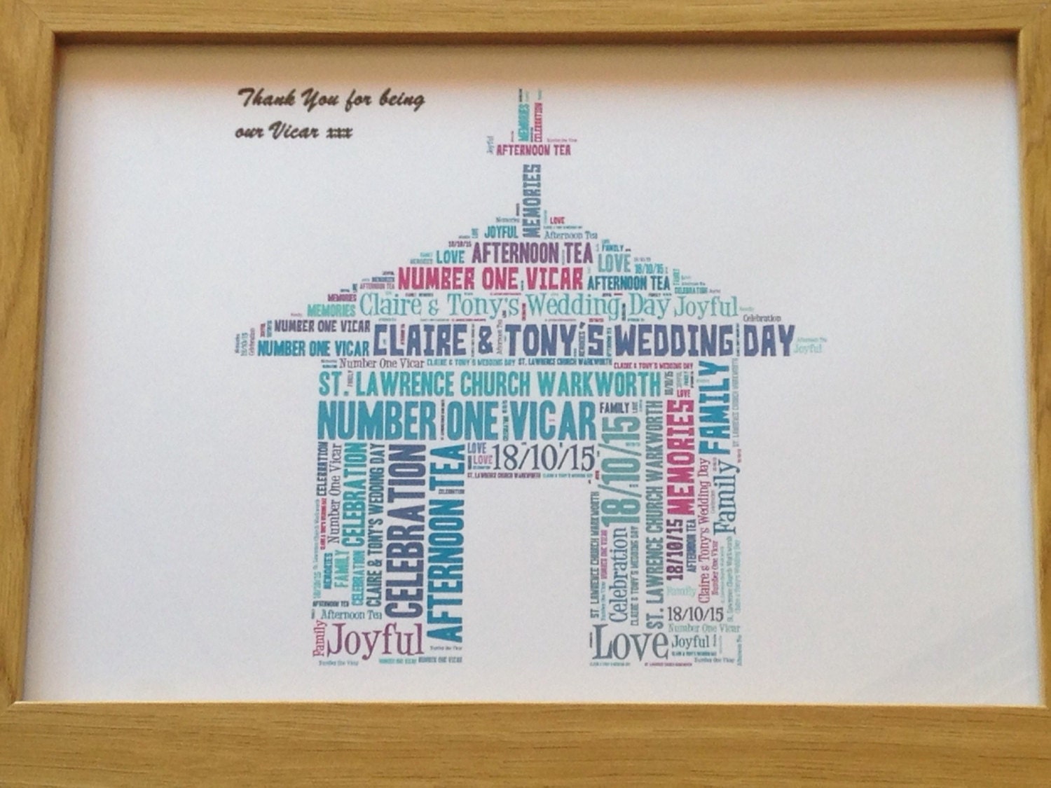 Word Art Typography Shape Framed Print - Personalised with choice of shape, colours and your words.