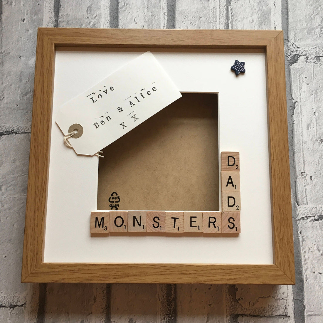 Personalised Scrabble Art Frame, Daddy's Angels, Stars, Monsters