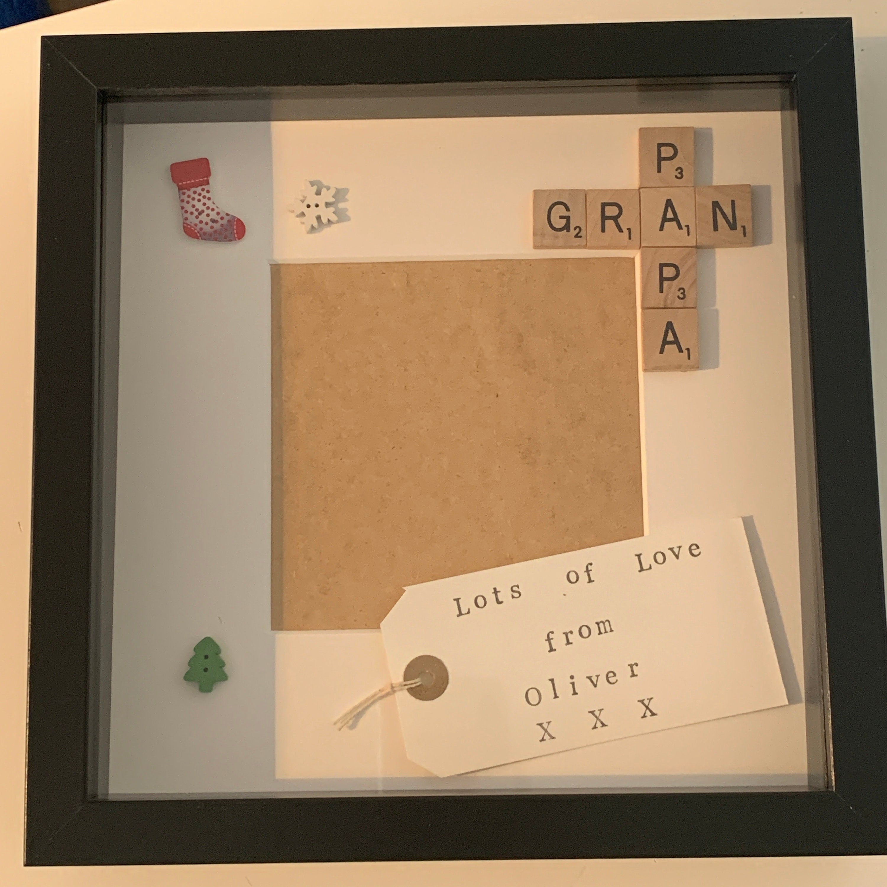 Nanny Grandad Grandparent Letter Tile Box Frame | Personalised Family Names Gift for Grandma, Nana & Grandad