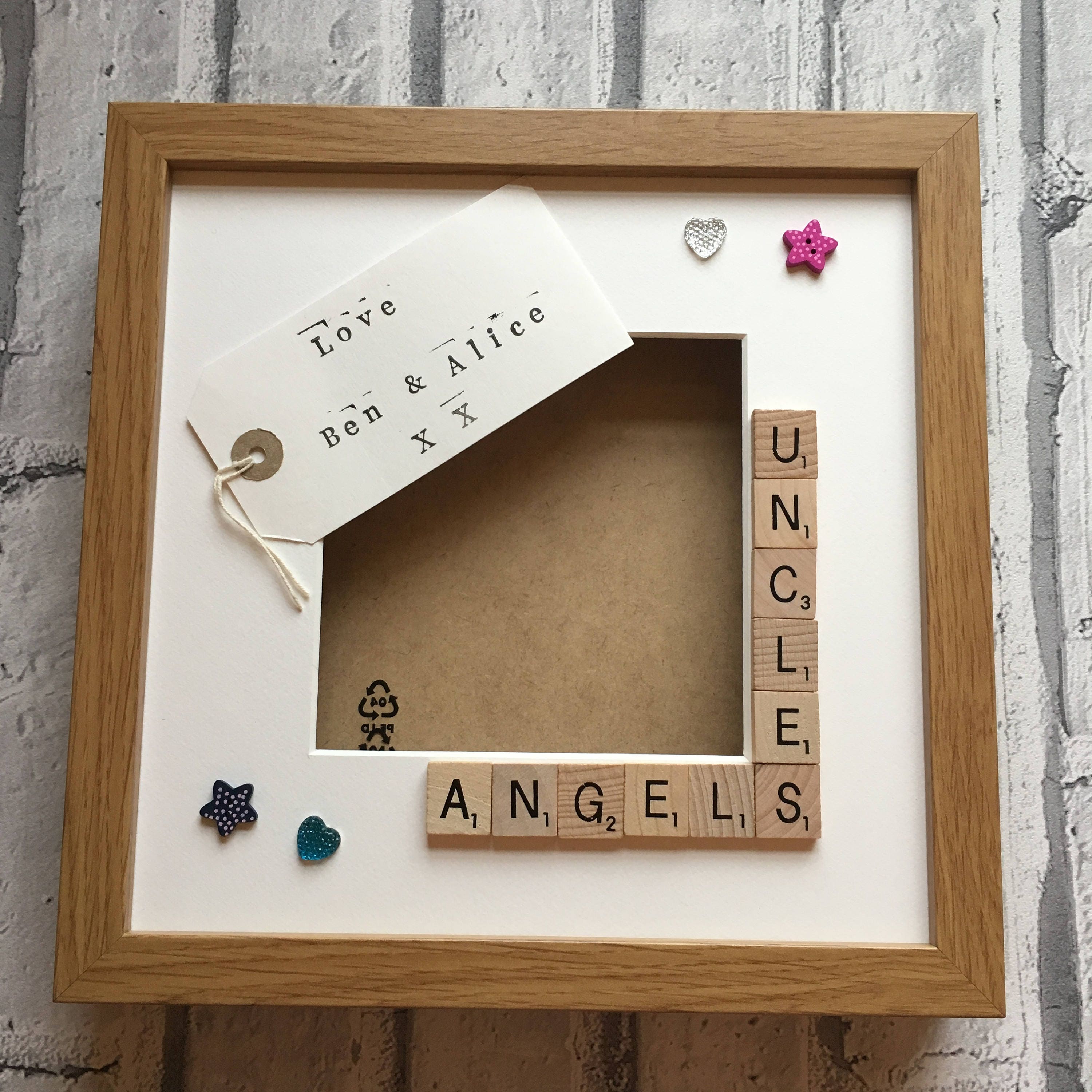 Uncle's Stars, Angels or Monsters Letter Tile Photo Frame - Personalised Messge