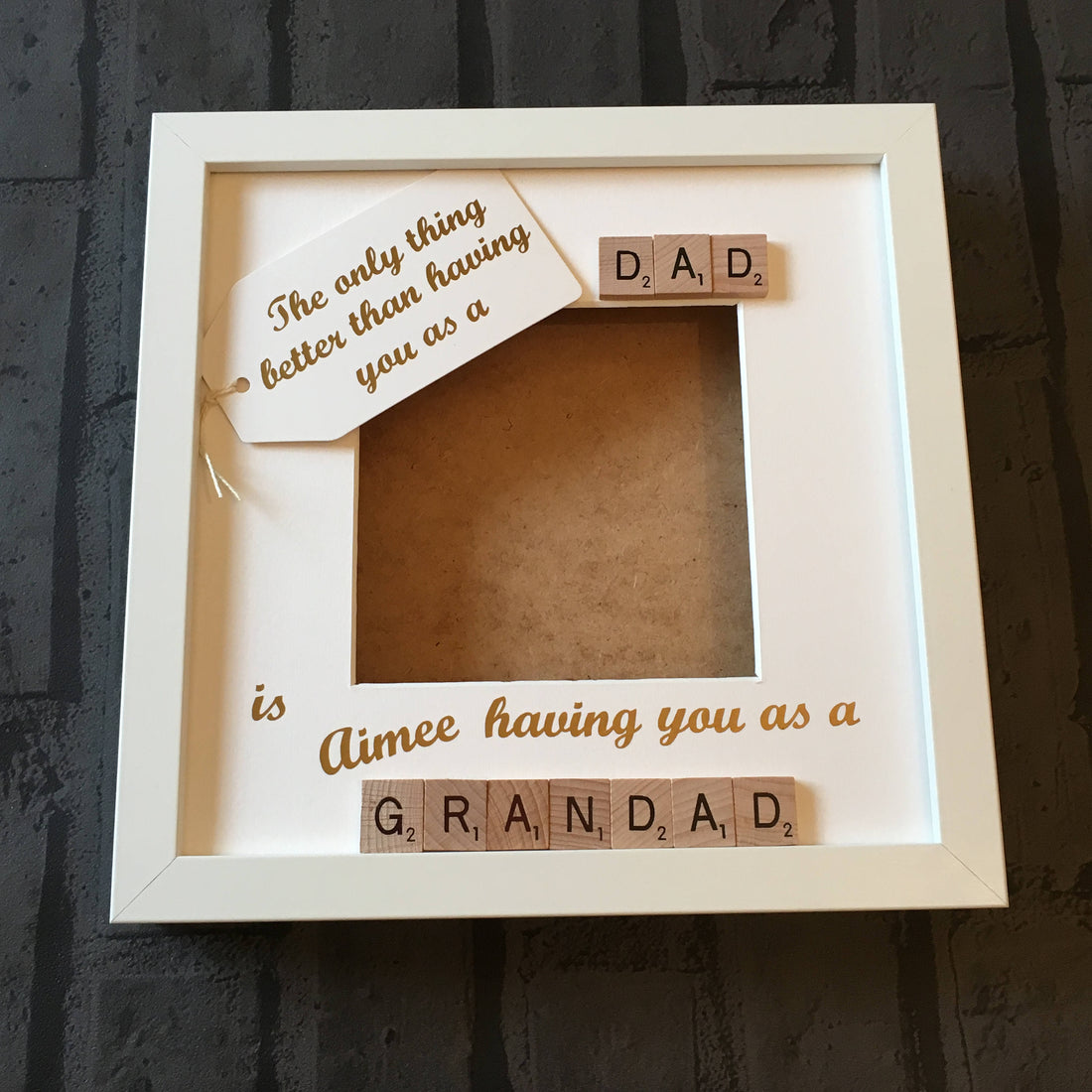 Dad to Grandad Personalised Letter Tile Photo Frame - Celebrating Dad and Grandad