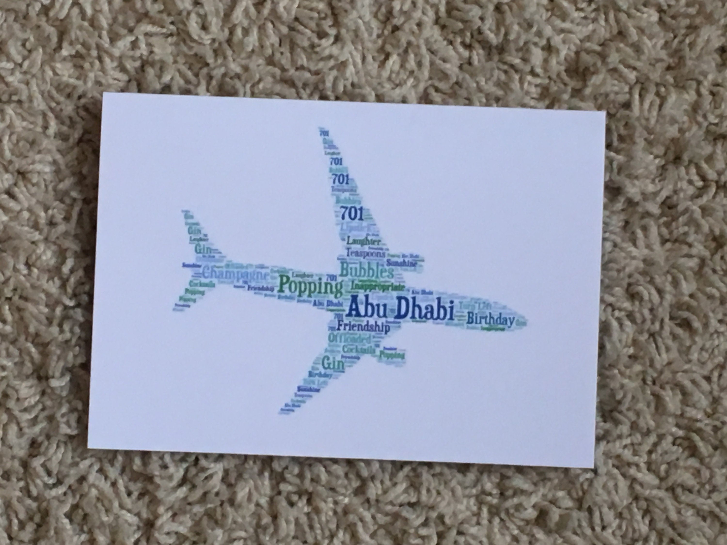 Typography Word Art A5 Card - Personalised with your words, choice of image and colours.