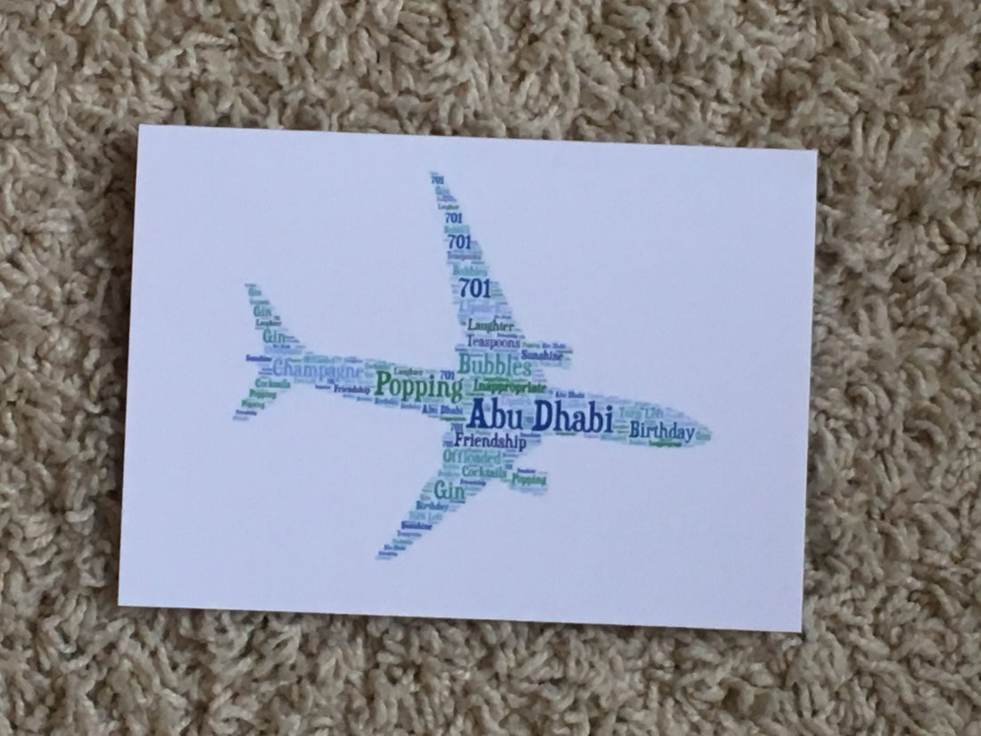 Typography Word Art A5 Card - Personalised with your words, choice of image and colours.
