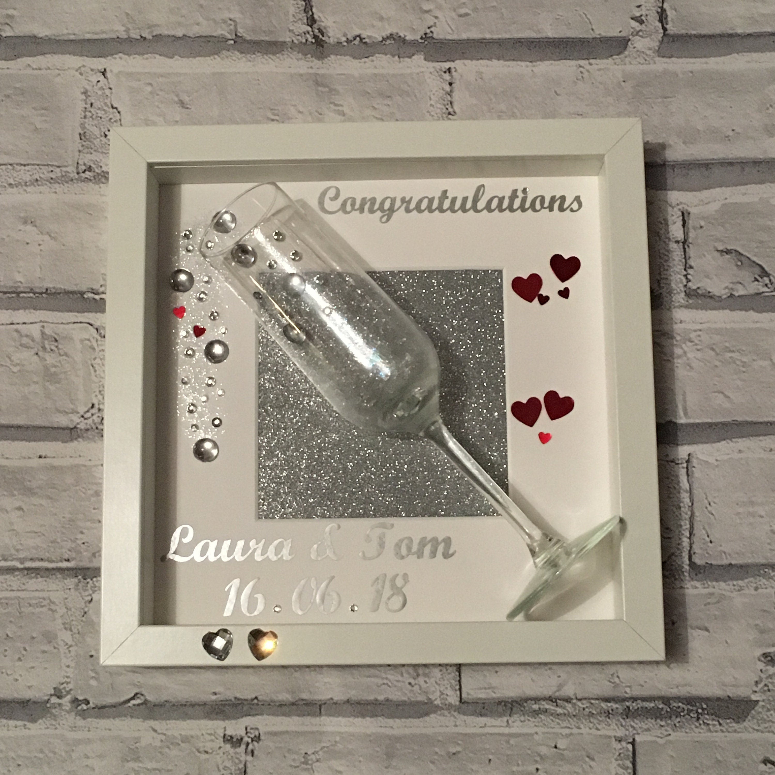 Champagne Flute Wedding Frame - Personalised with names and date.