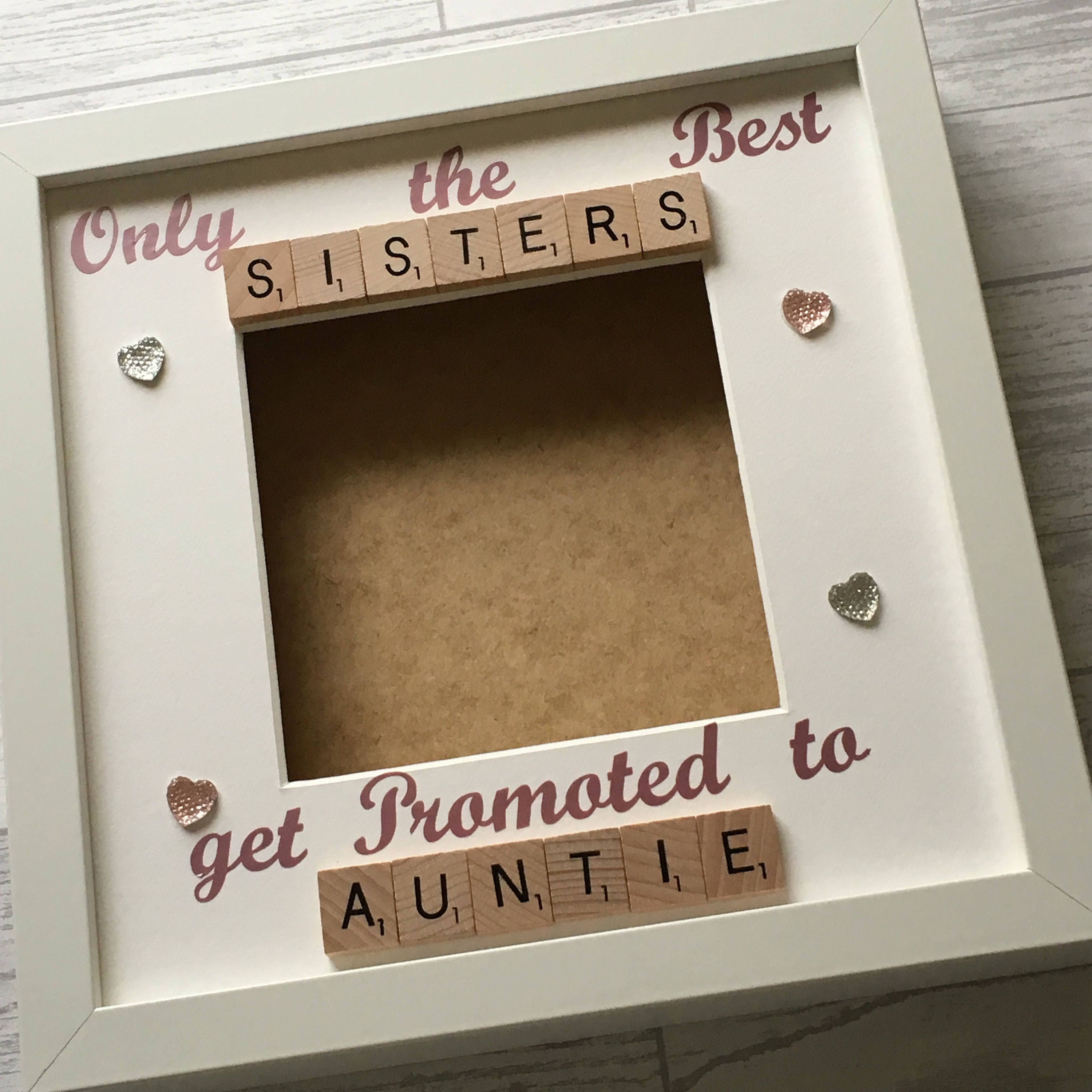 Sister to Auntie Scrabble Art Photo Frame | Personalised Aunt Gift