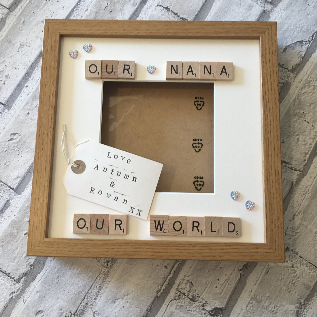 Our World, Nana, Grandma, Personalised Scrabble Art Photo Frame,