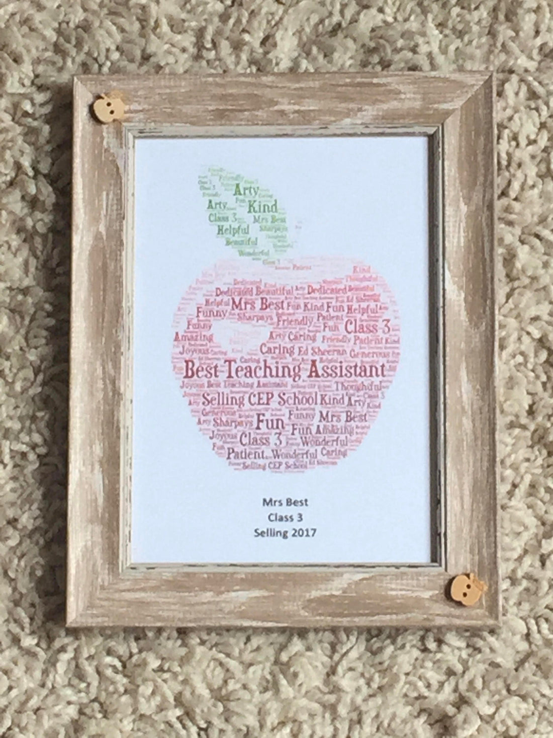 Custom Word Art Print, Personalised Typography Gift, 5x7 Framed