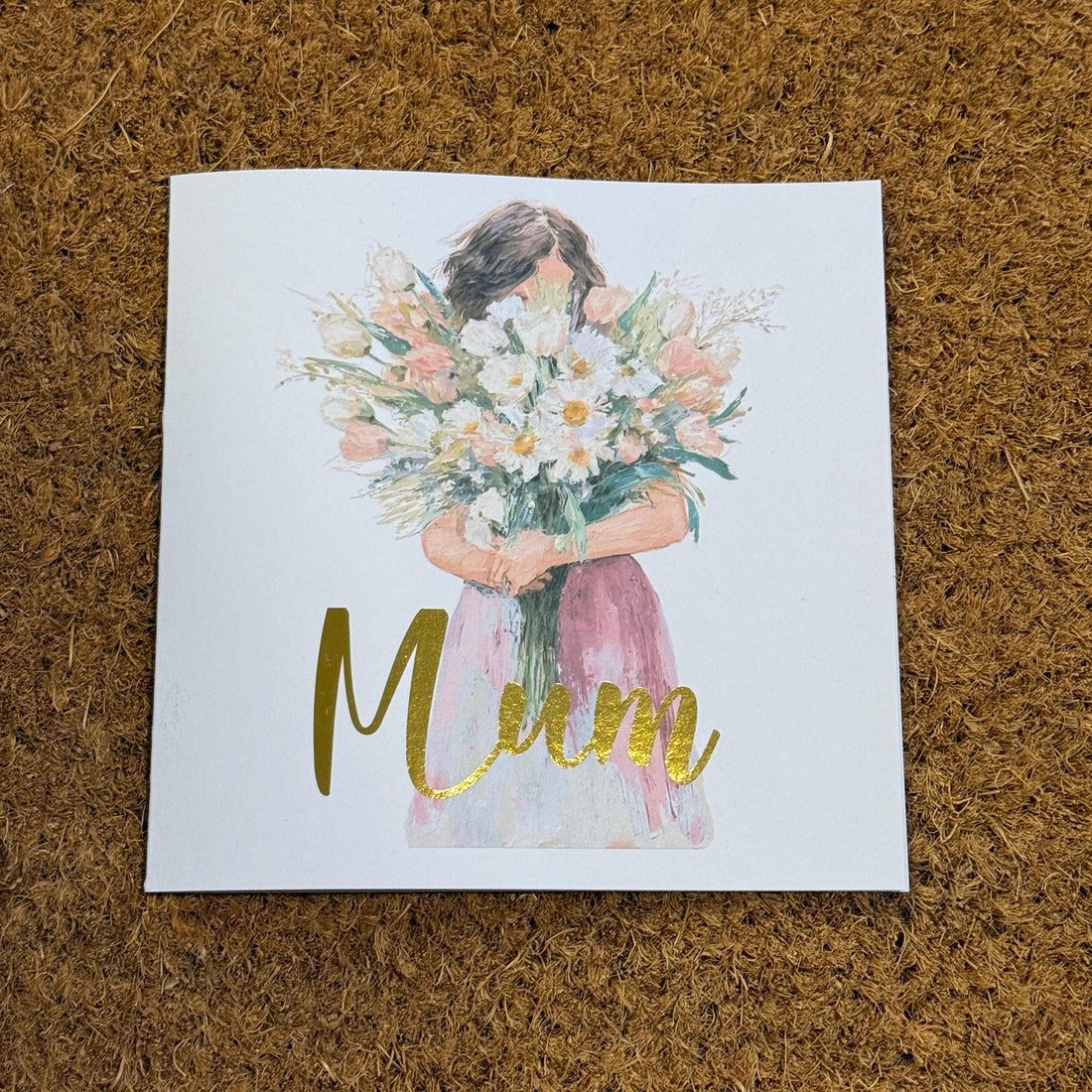 Foiled Mum Card | Watercolour Floral Woman Illustration | Birthday, Mother's Day (6x6 Inch)
