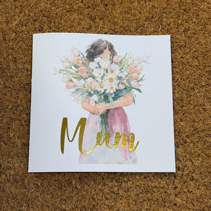 Foiled Mum Card | Watercolour Floral Woman Illustration | Birthday, Mother's Day (6x6 Inch)