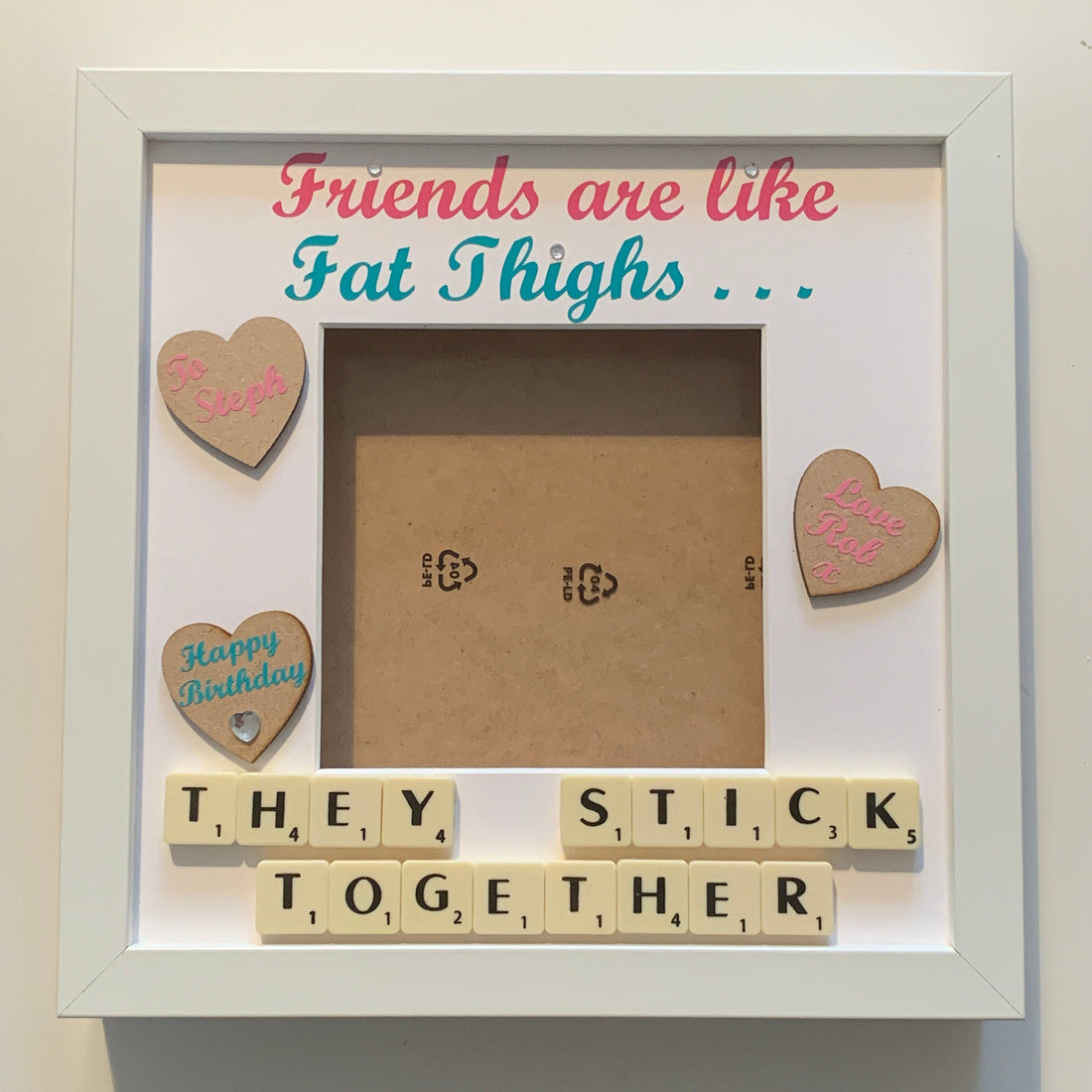 Friends are like Fat thighs. Personalised Friends Scrabble Photo Frame, Funny Friendship Gift