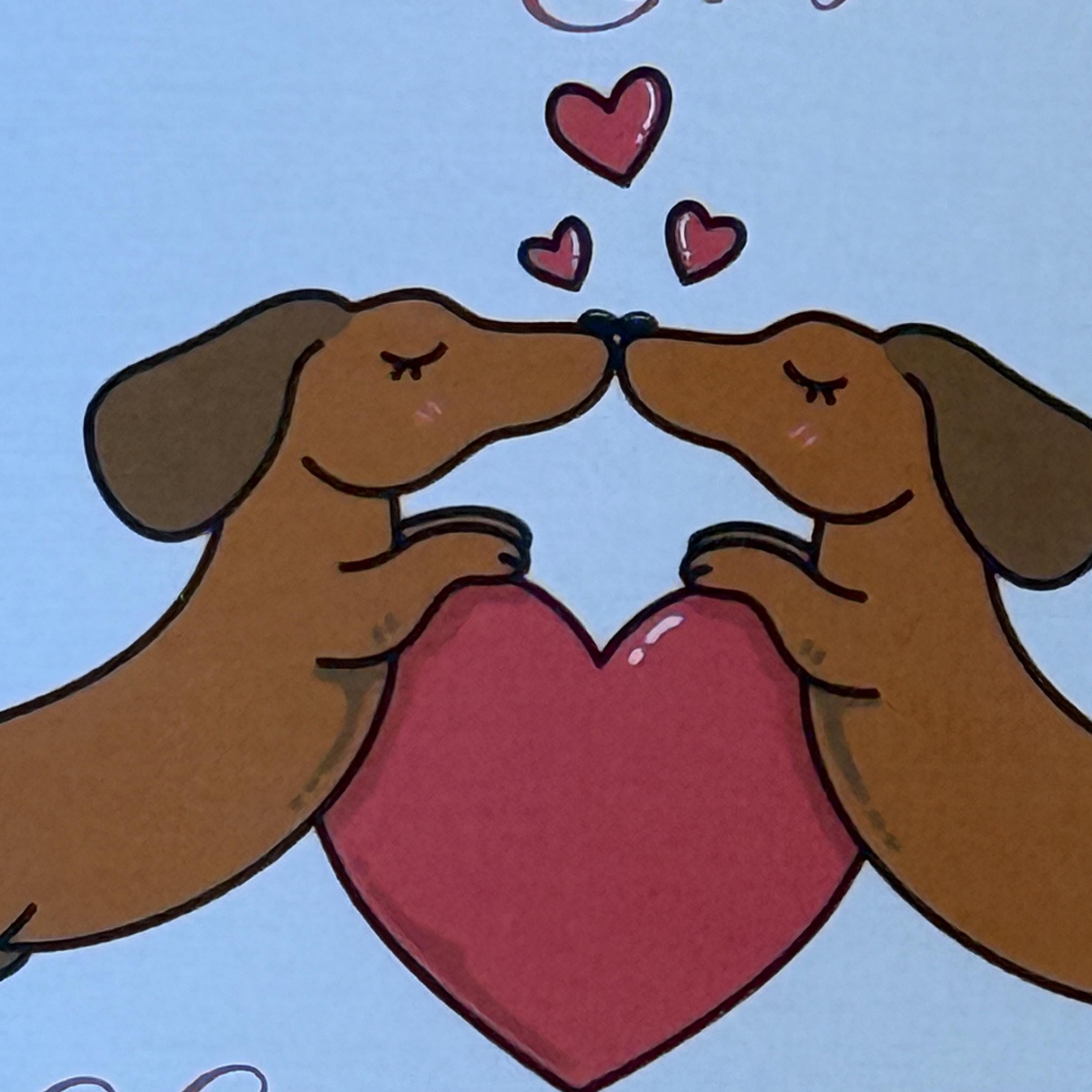 Dachshund Happy Valentines Day Card | 6x6 inch
