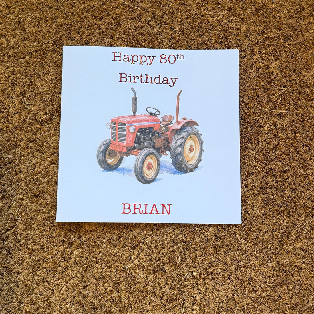 Vintage Red Tractor Birthday or Fathers Day Card | Watercolour Farm Machinery, Personalised Foiled Message