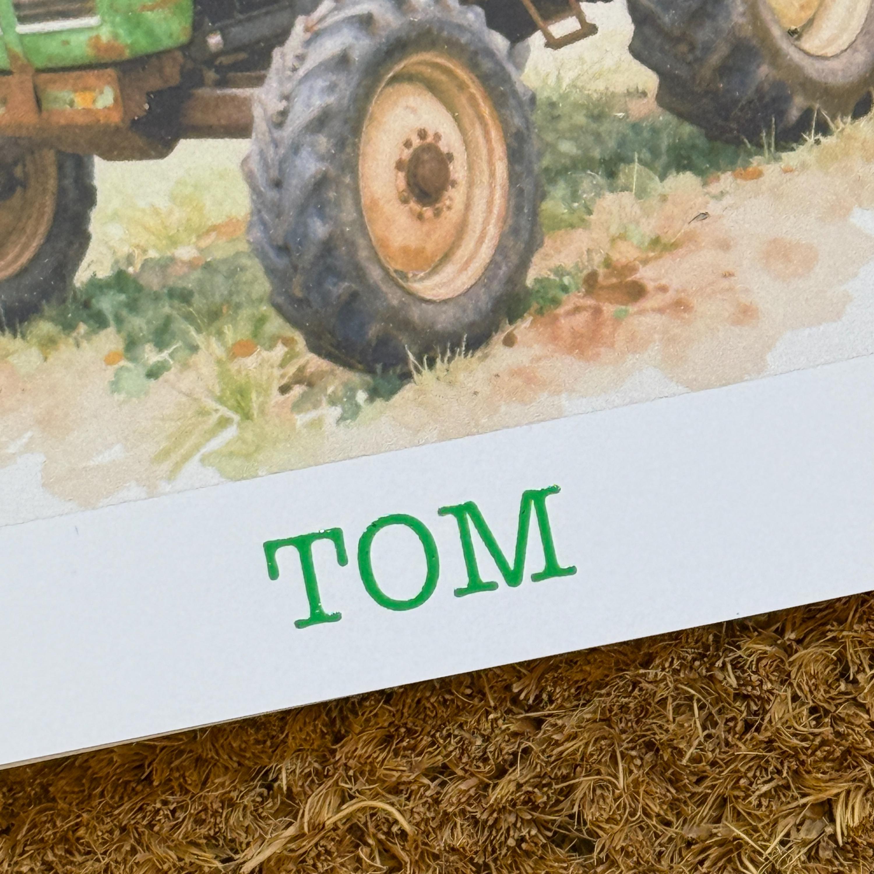 Vintage Green Tractor Birthday or Fathers Day Card | Watercolour Style with Personalised  Foiled Message