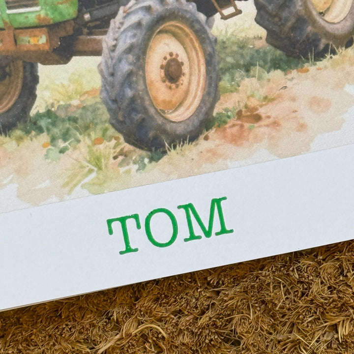 Vintage Green Tractor Birthday or Fathers Day Card | Watercolour Style with Personalised  Foiled Message
