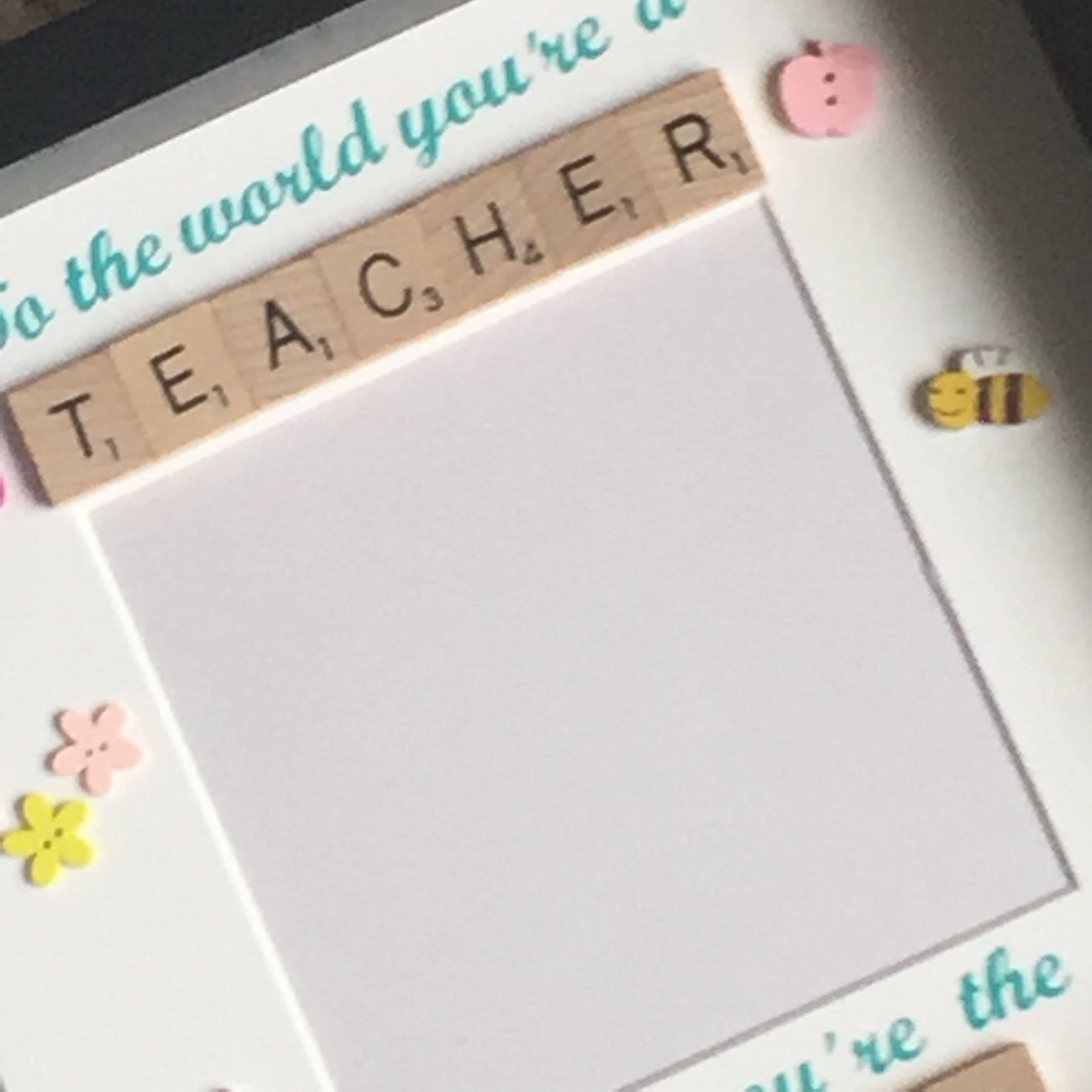 Teacher Letter Tile Personalised Photo Frame - End of year thank you gift.