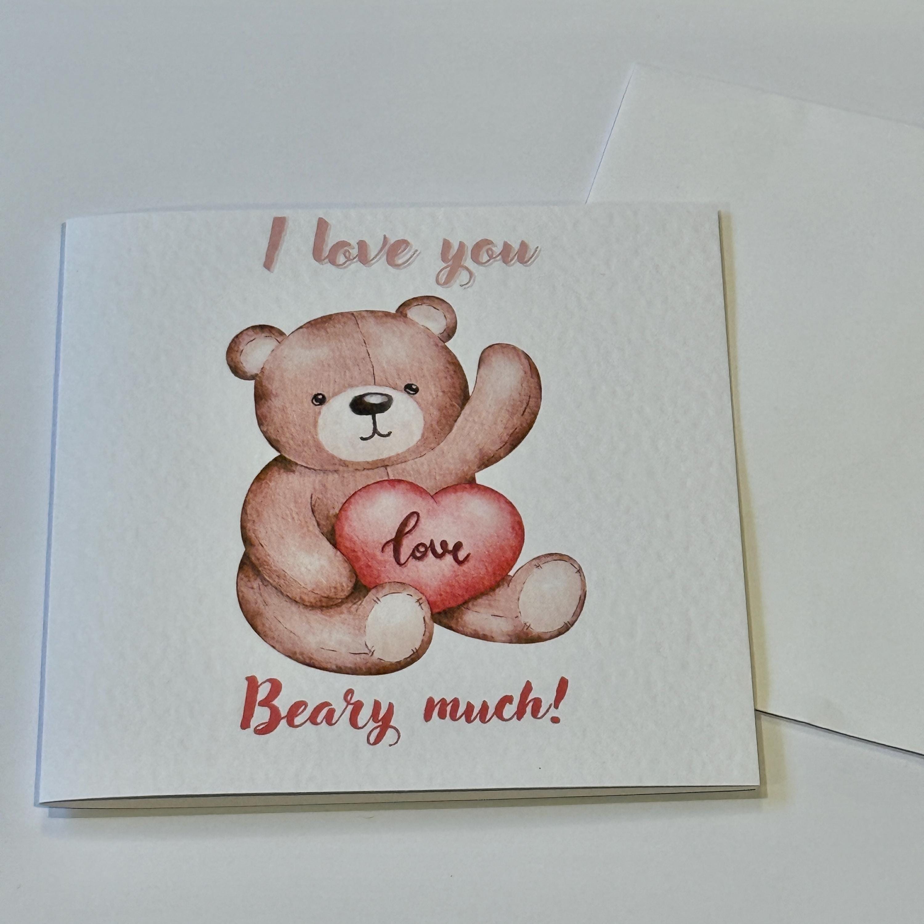 Bear Valentine's Day Card | 'I Love You Beary Much' Pun