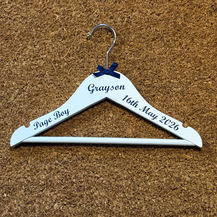 Page Boy Outfit Hanger | Personalised hanger for page Boy, Ring Bearer etc. Bridal Party Keepsake