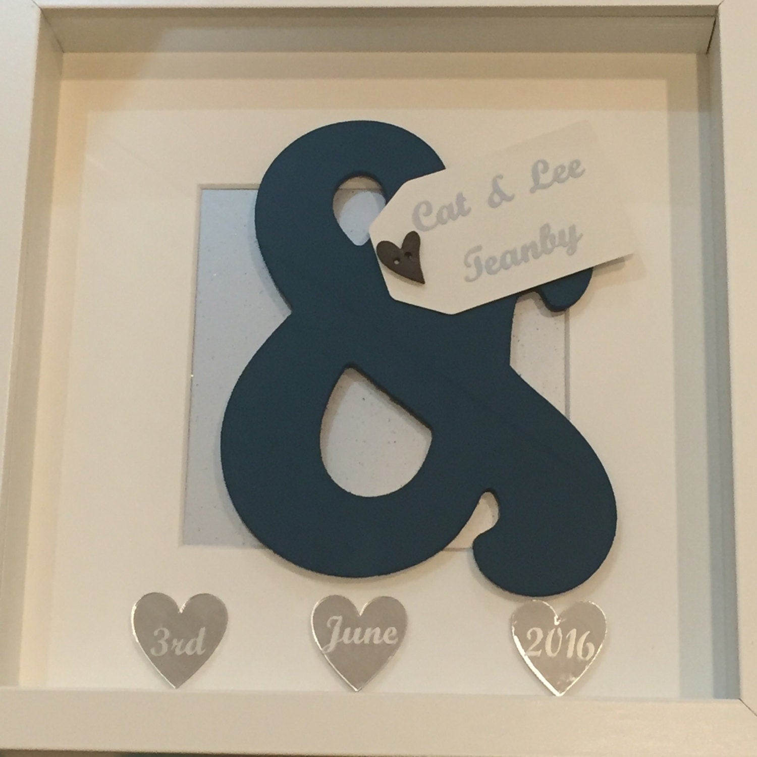 Wedding Day Box Frame | Personalised Ampersand Frame | Name and date