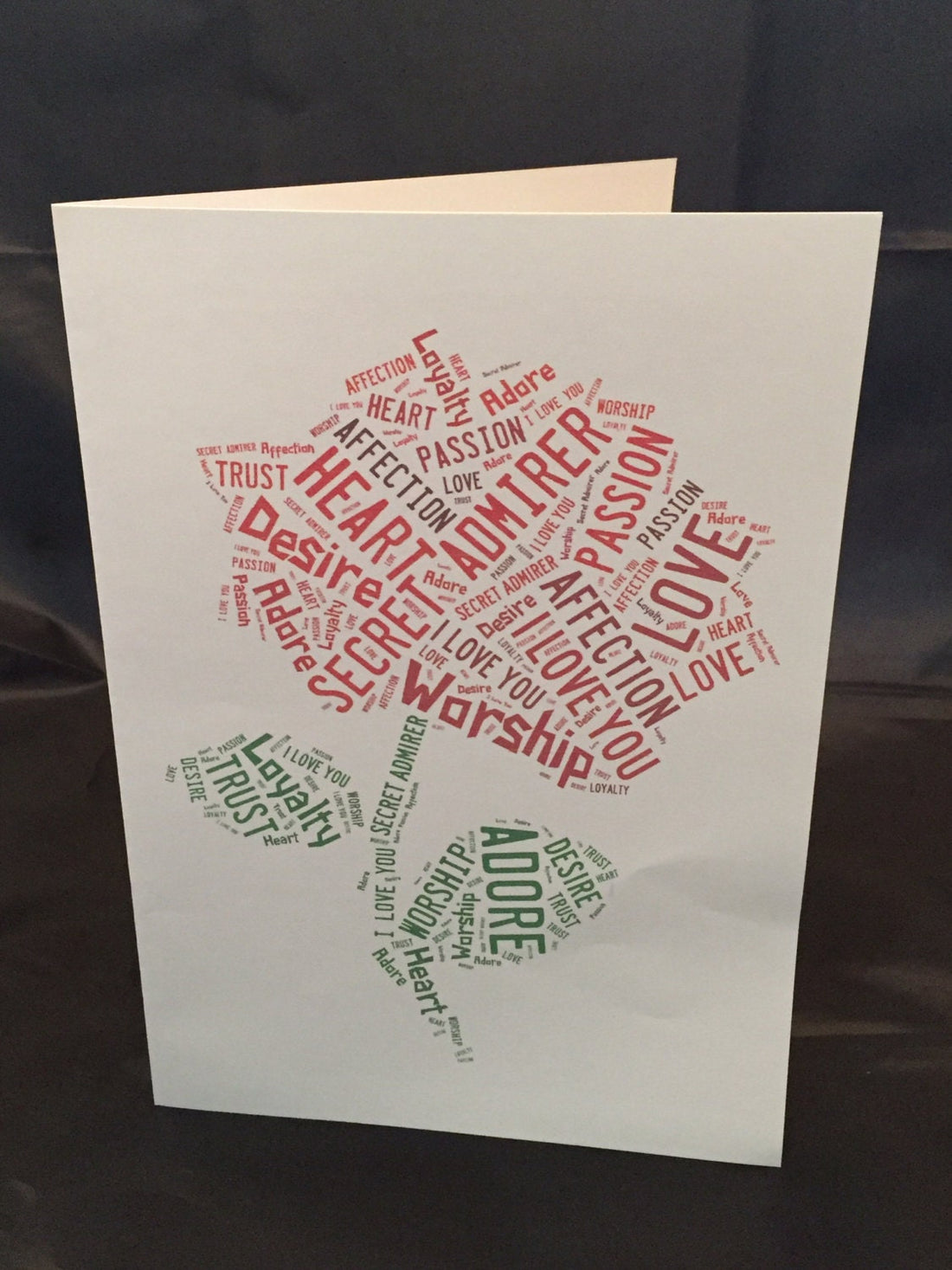 Valentine's Day Word Art Card | Custom Typography A5 Card | Personalised with your words.