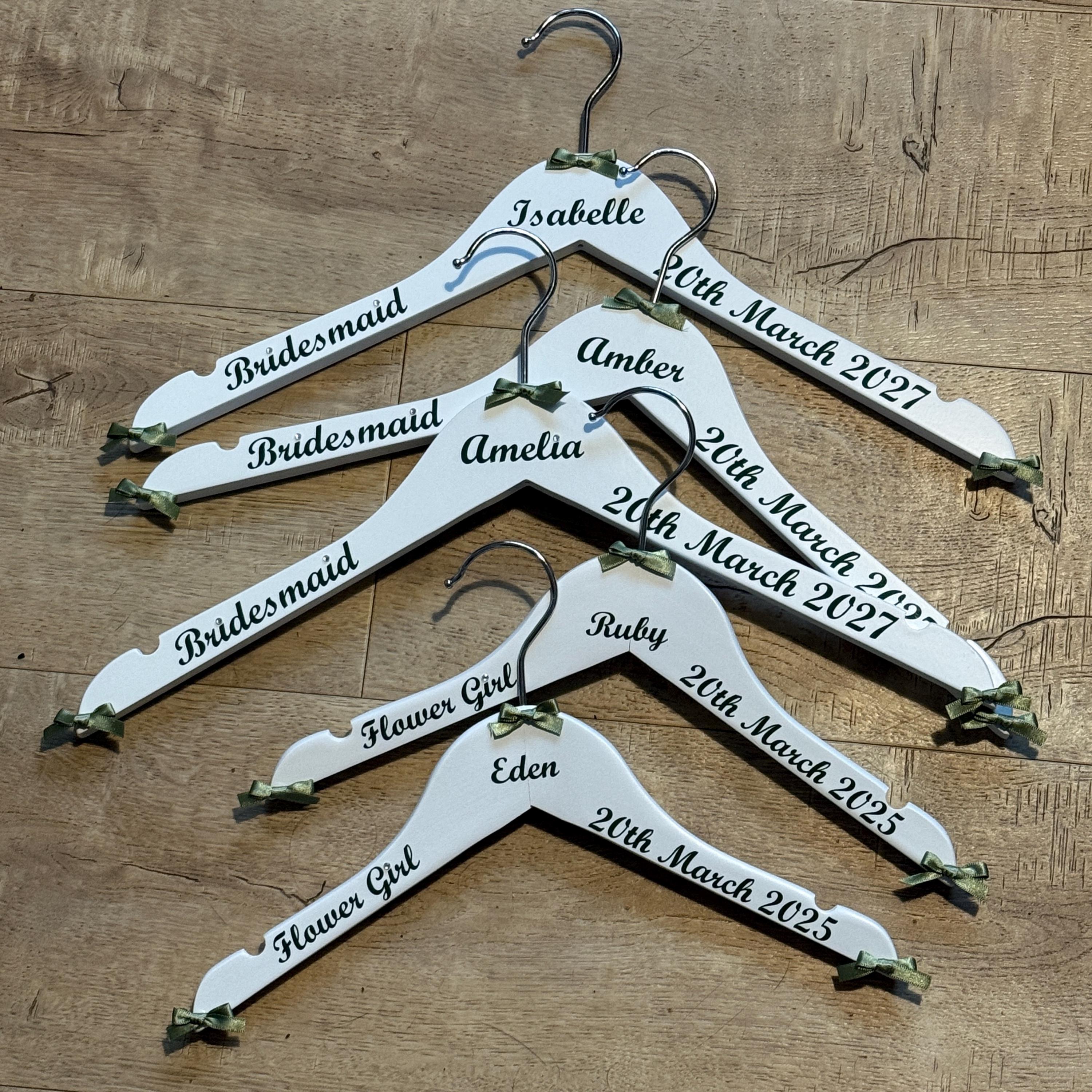 Personalised Wedding Hanger - Bridal Party Keepsake - Customised with name, date and role