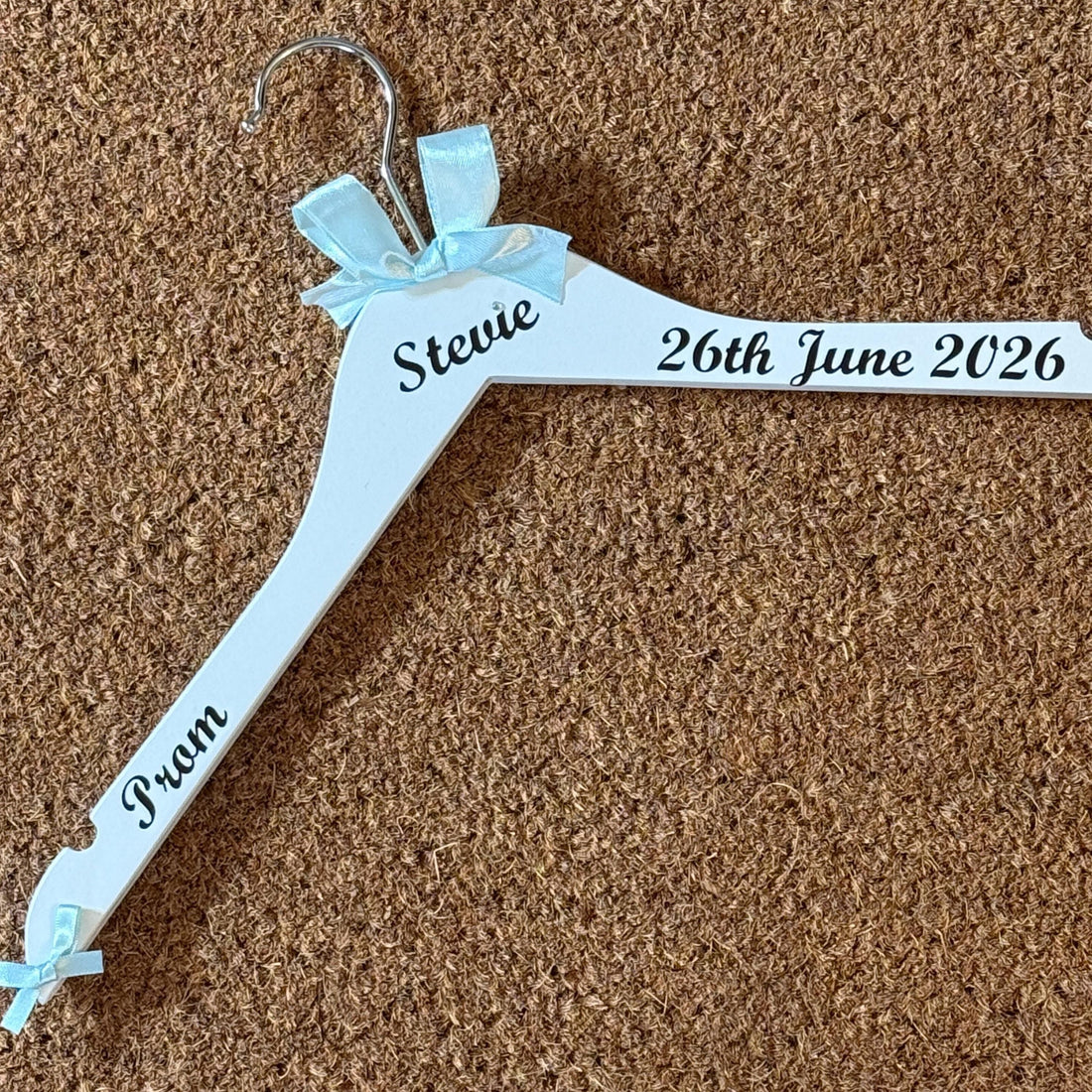 Prom Outfit Hanger - Personalised Keepsake - Name, date and school.