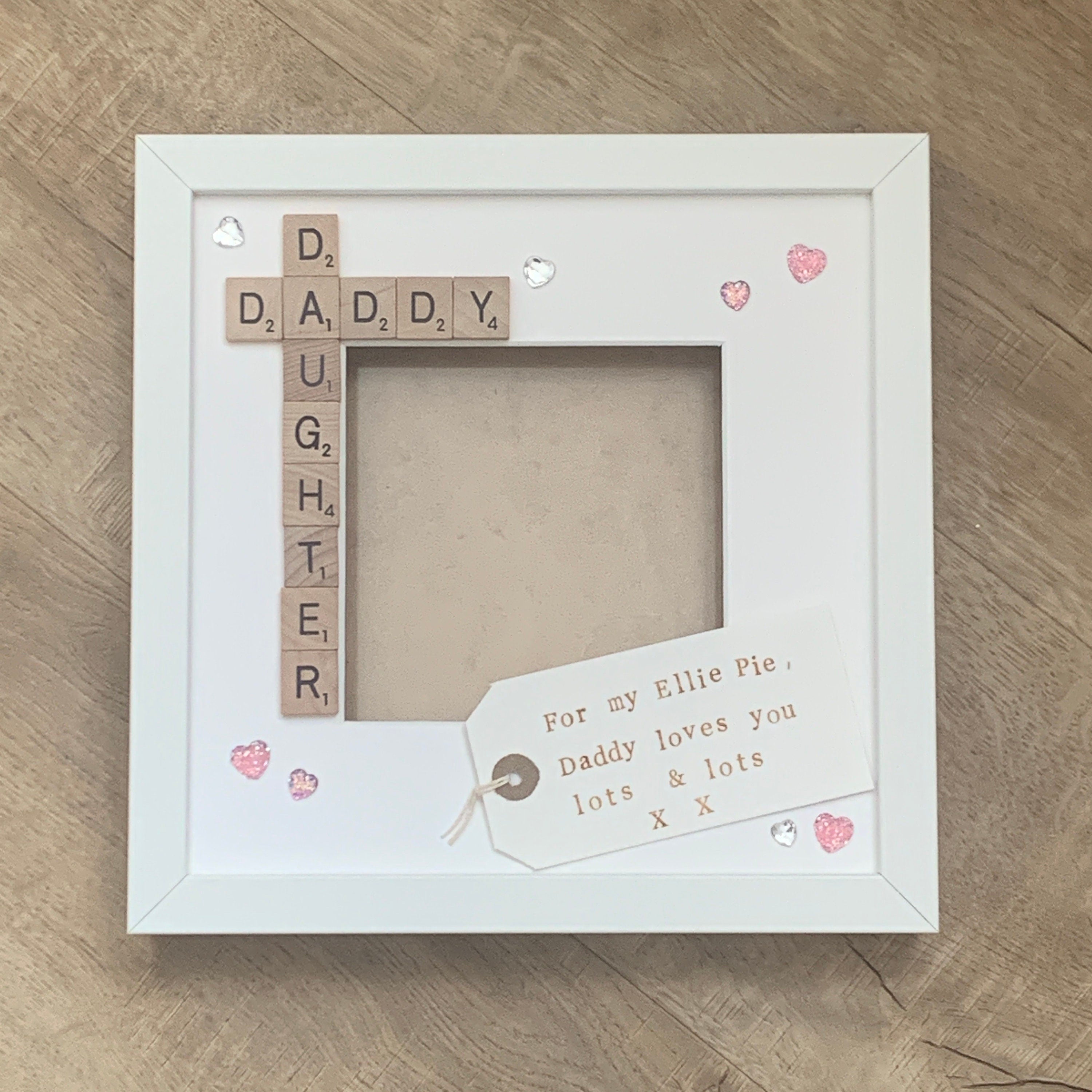 Daddy Daughter Letter Tile Photo Frame with personalised message.
