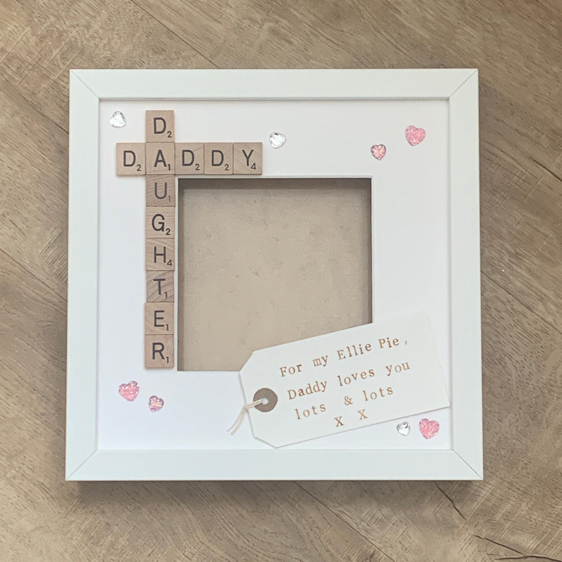 Daddy Daughter Letter Tile Photo Frame with personalised message.