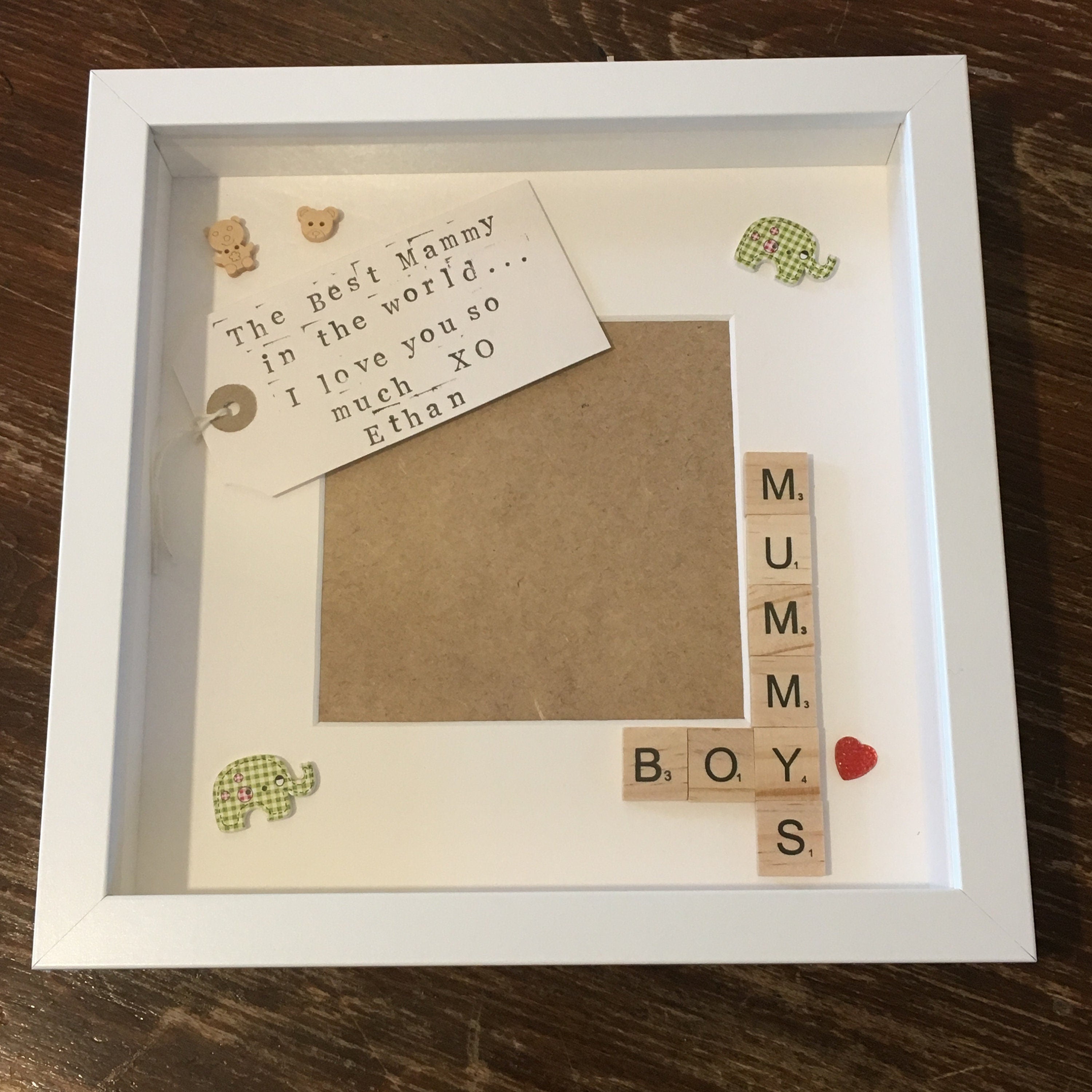 Mummy's Boy Personalised Scrabble Art Frame. Picture frame.