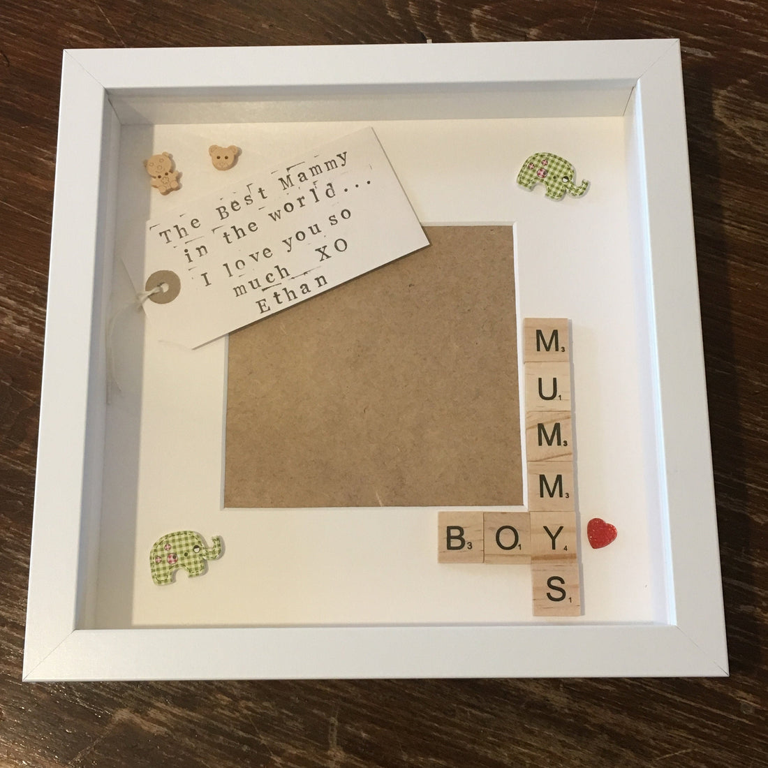 Mummy's Boy Personalised Scrabble Art Frame. Picture frame.