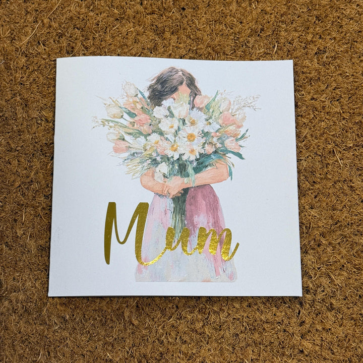 Foiled Mum Card | Watercolour Floral Woman Illustration | Birthday, Mother's Day (6x6 Inch)