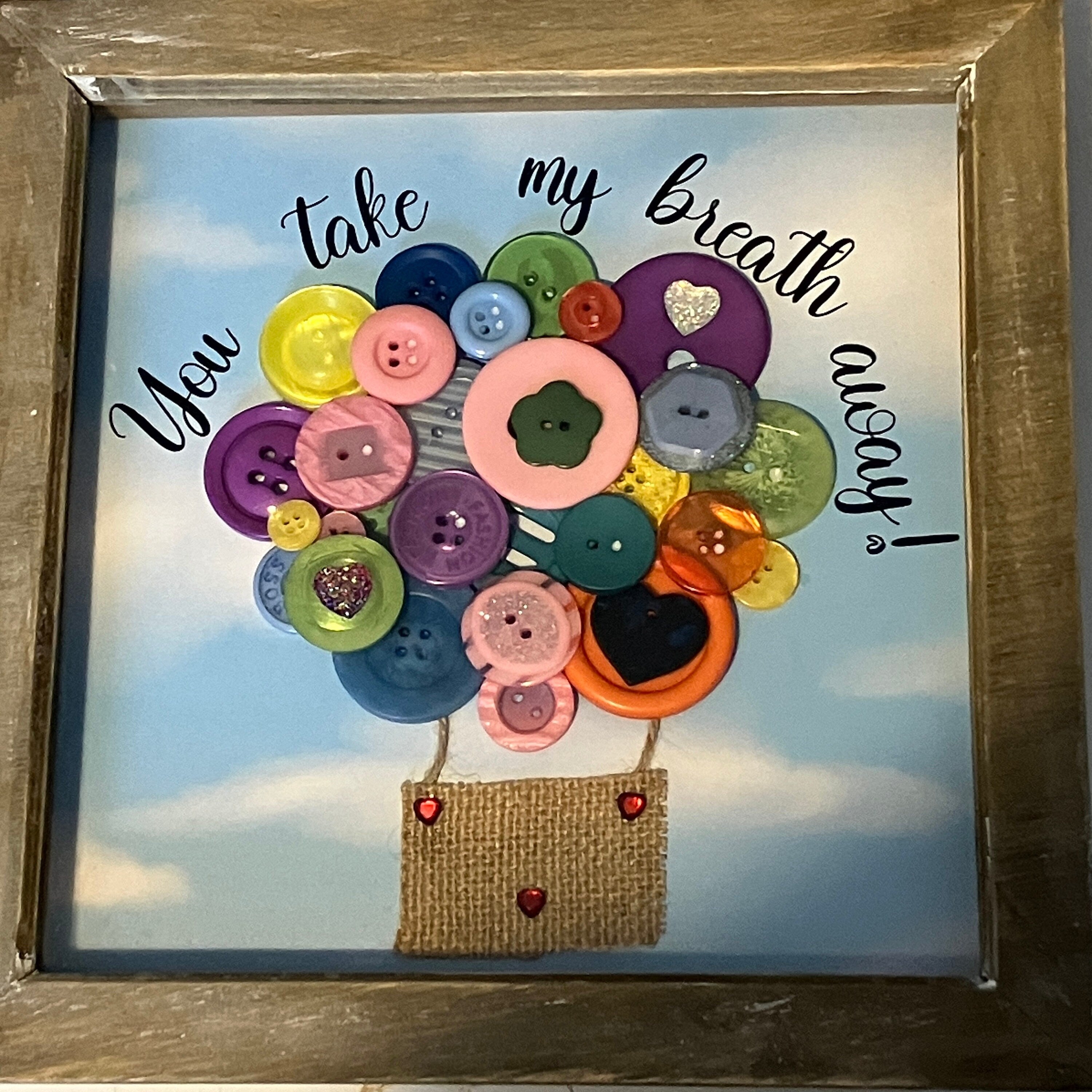 Hot Air Balloon Button Art Framed Picture | 3d art frame | Can be personalised.