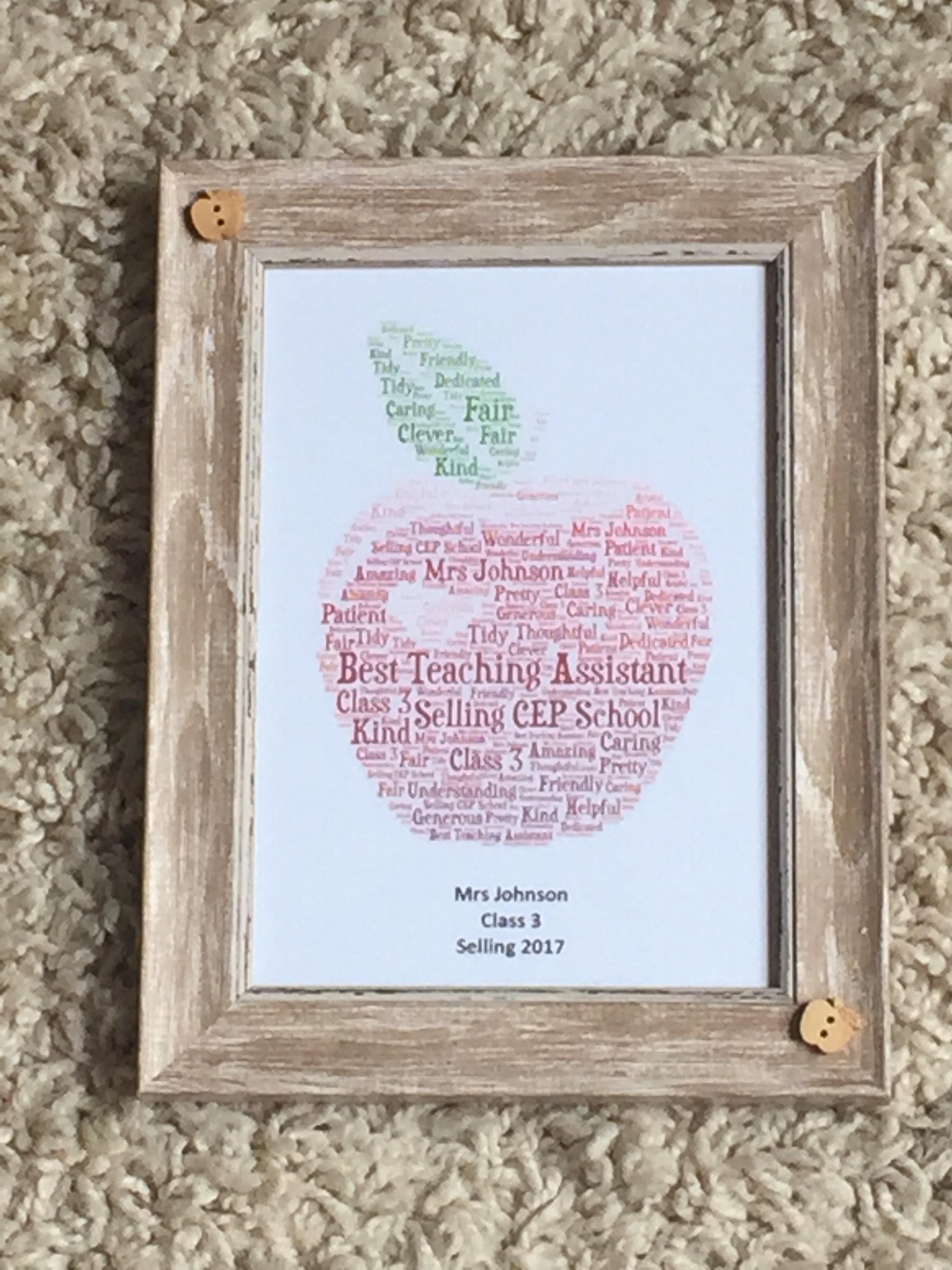 Custom Word Art Print, Personalised Typography Gift, 5x7 Framed