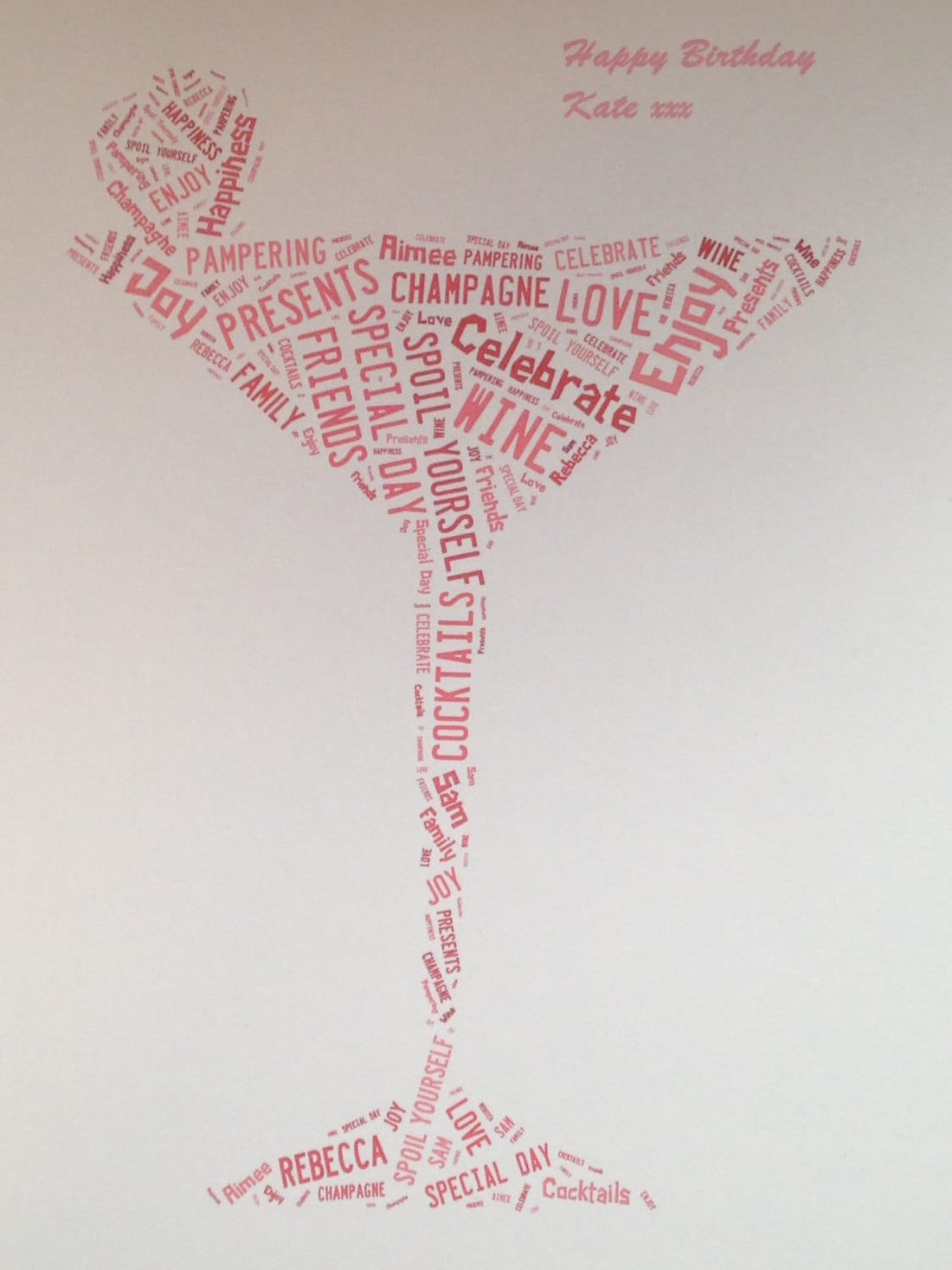 Word Cloud Card - Personalised with your words and shape choice.Custom  Shape. A5/A4
