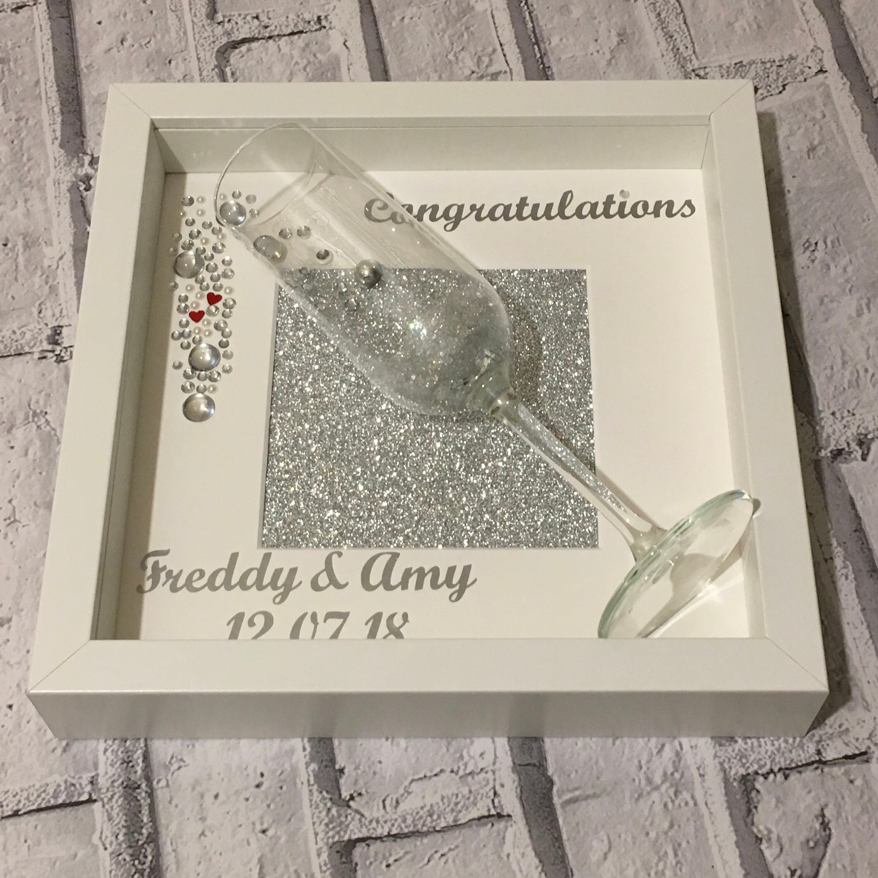 Champagne Flute Wedding Frame - Personalised with names and date.