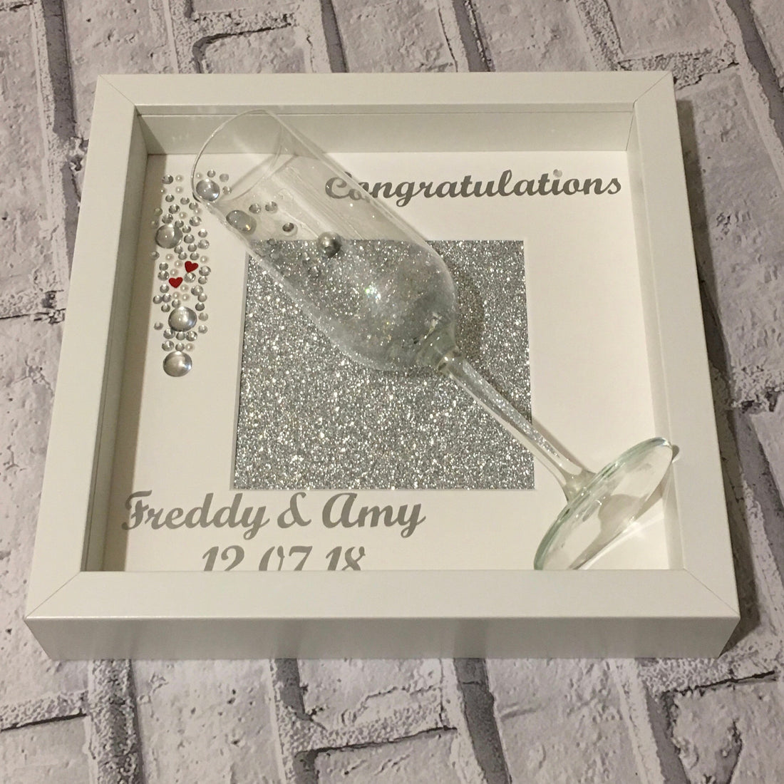 Champagne Flute Wedding Frame - Personalised with names and date.