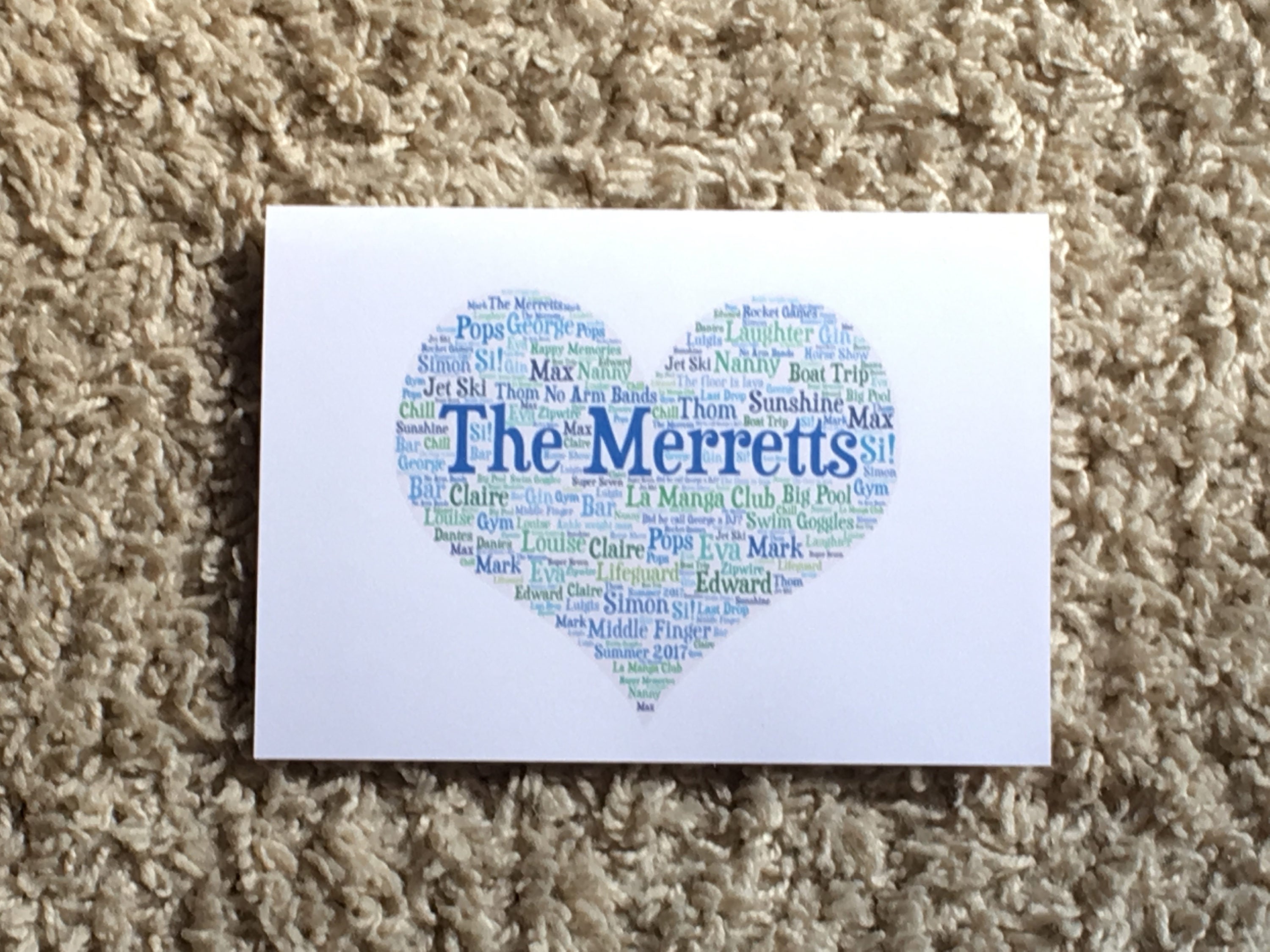 Customised Word Art Card - Your choice of shape, words and colours to create a unique card.