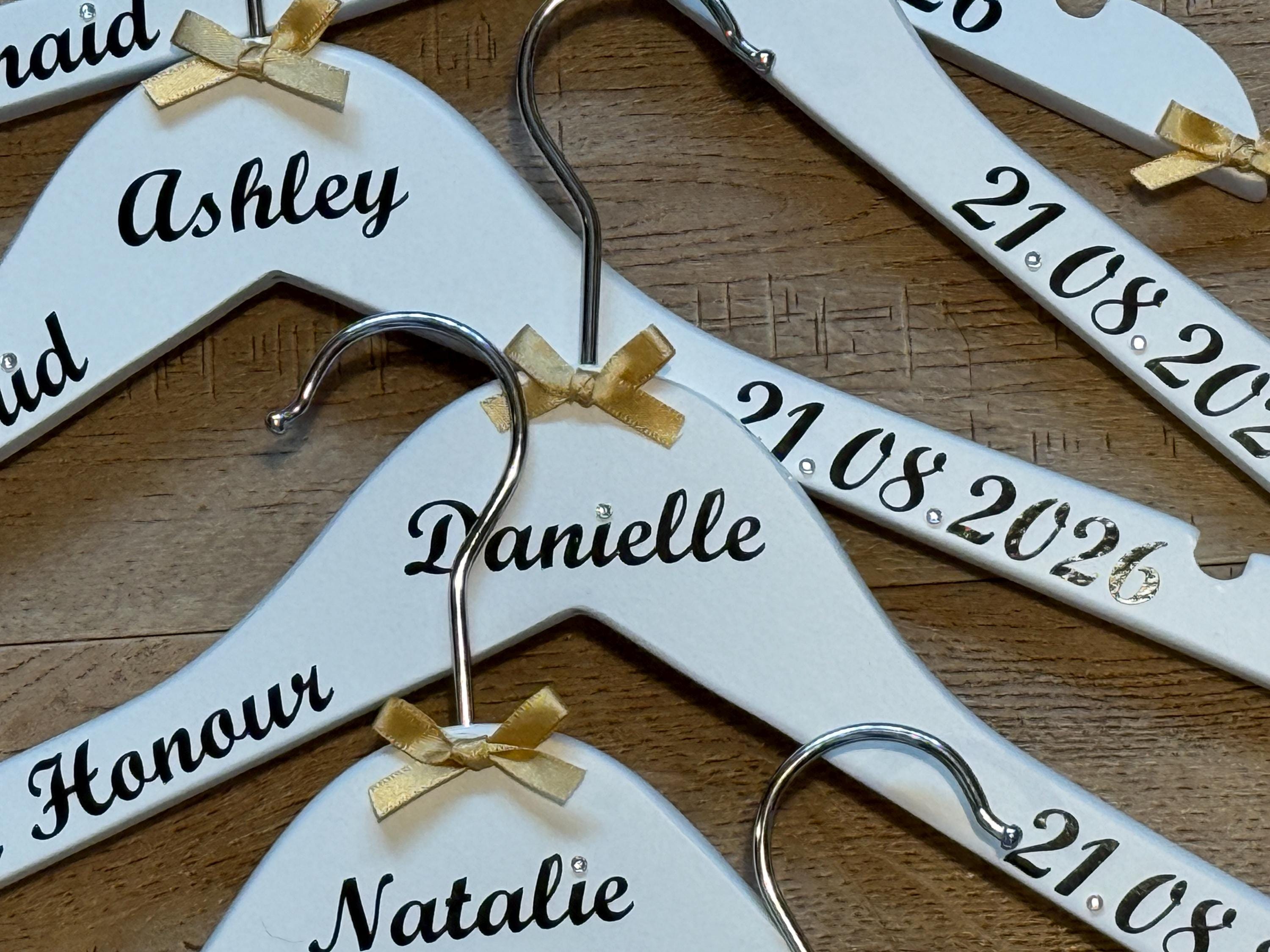 Personalised Wedding Hanger - Bridal Party Keepsake - Customised with name, date and role