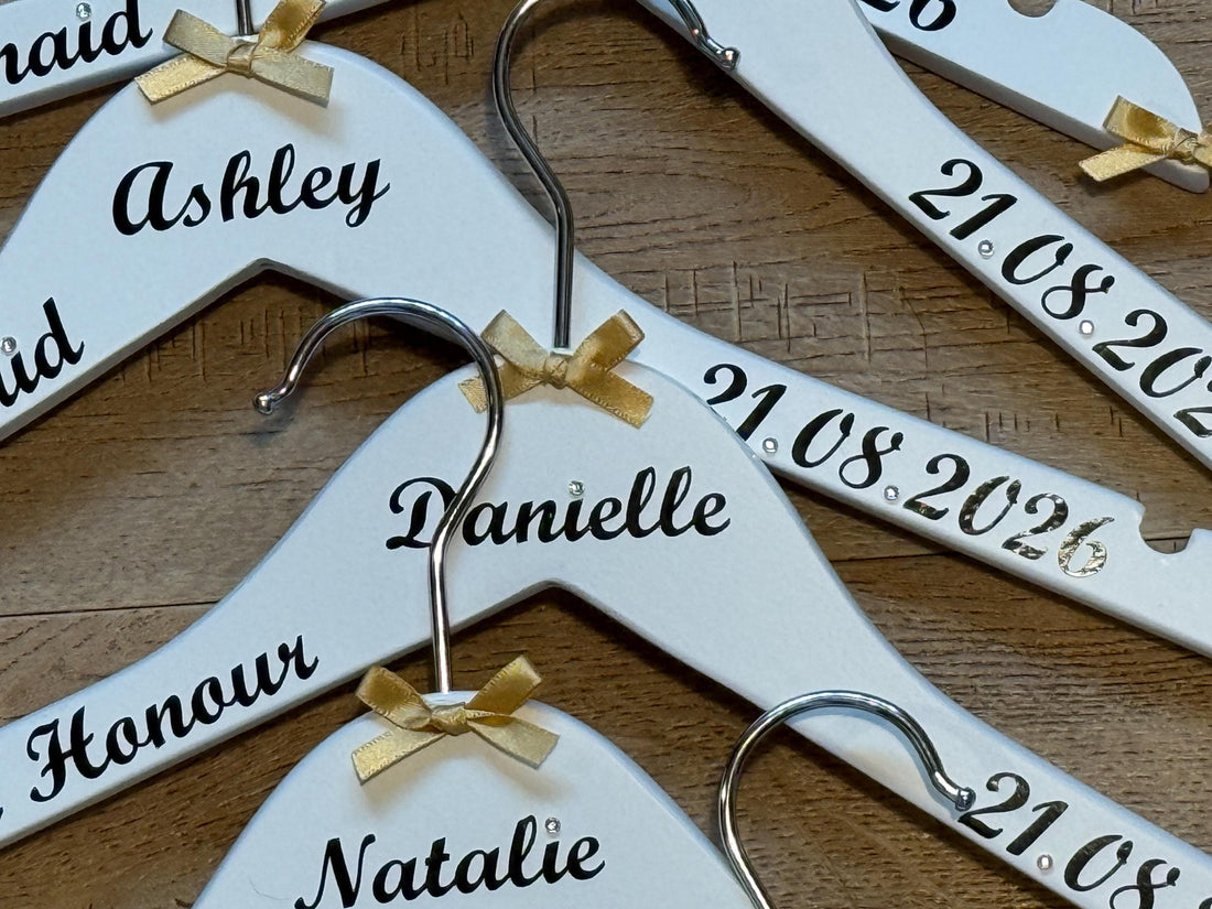 Personalised Wedding Hanger - Bridal Party Keepsake - Customised with name, date and role