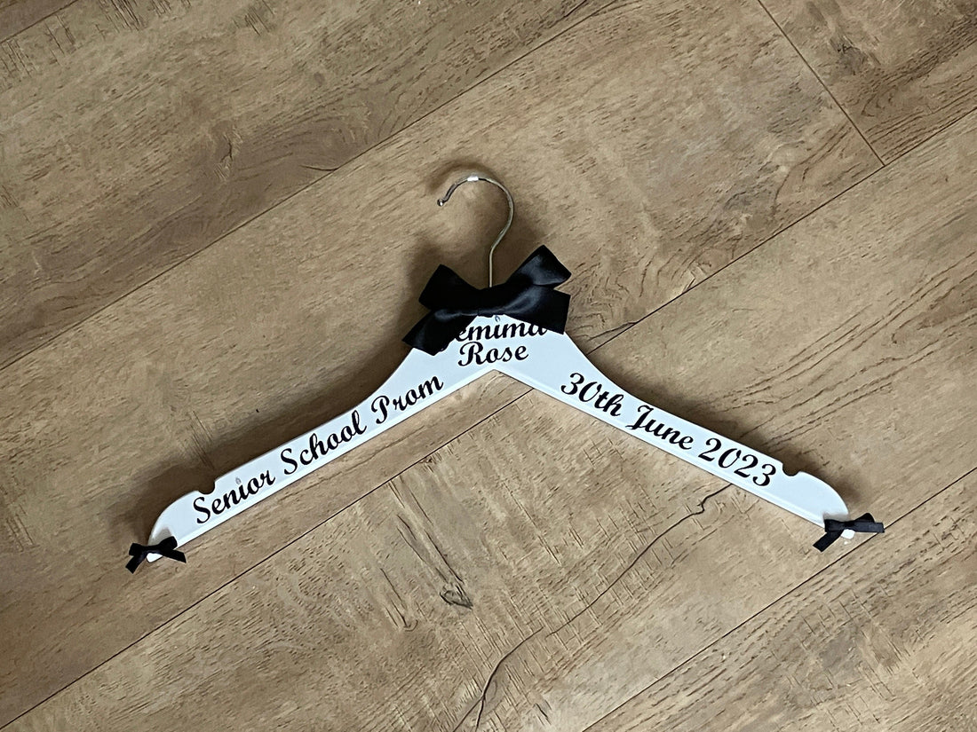 Prom Dress Hanger, Keepsake Photo Prop.Personalised with name, date and school.